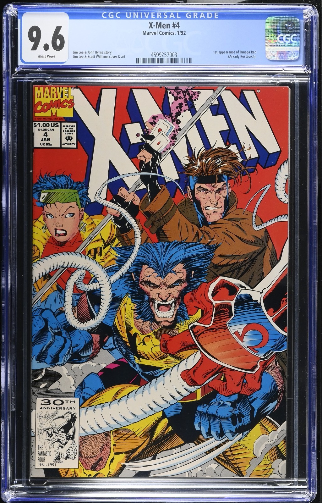 X-Men 4 CGC 9.6 NM+ WP 1st Appearance Omega Red Jim Lee Marvel 1992