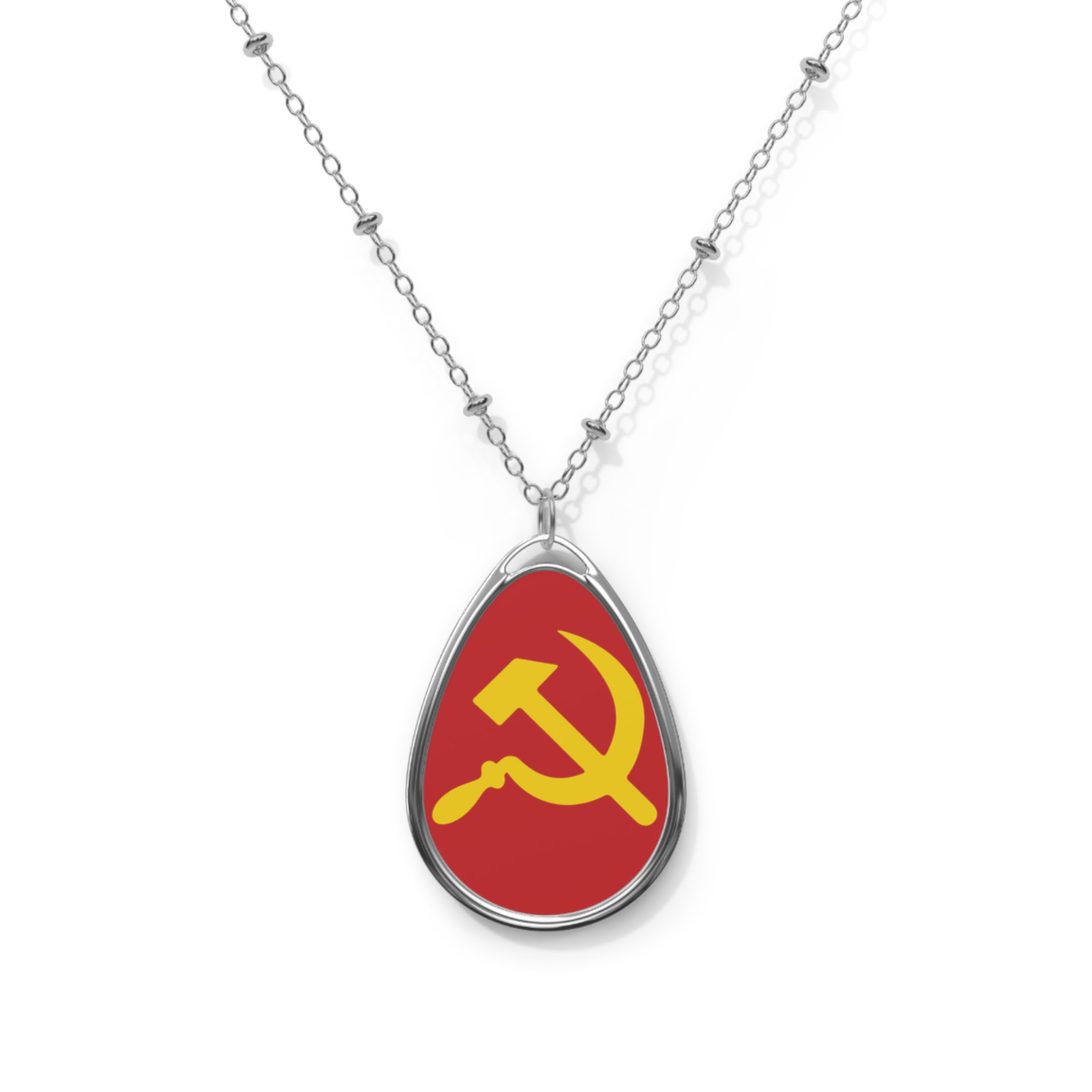 Retro Russia USSR Hammer Sickle Pendant Necklace