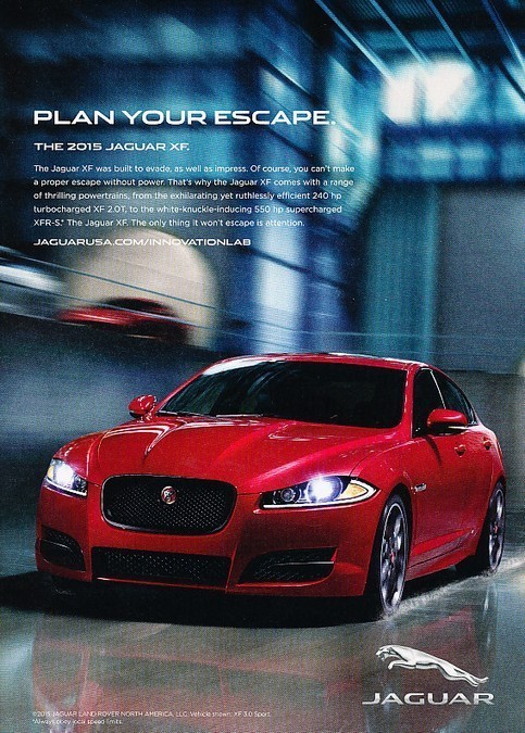 2015 Jaguar XF Original Advertisement Print Art Car Ad J548