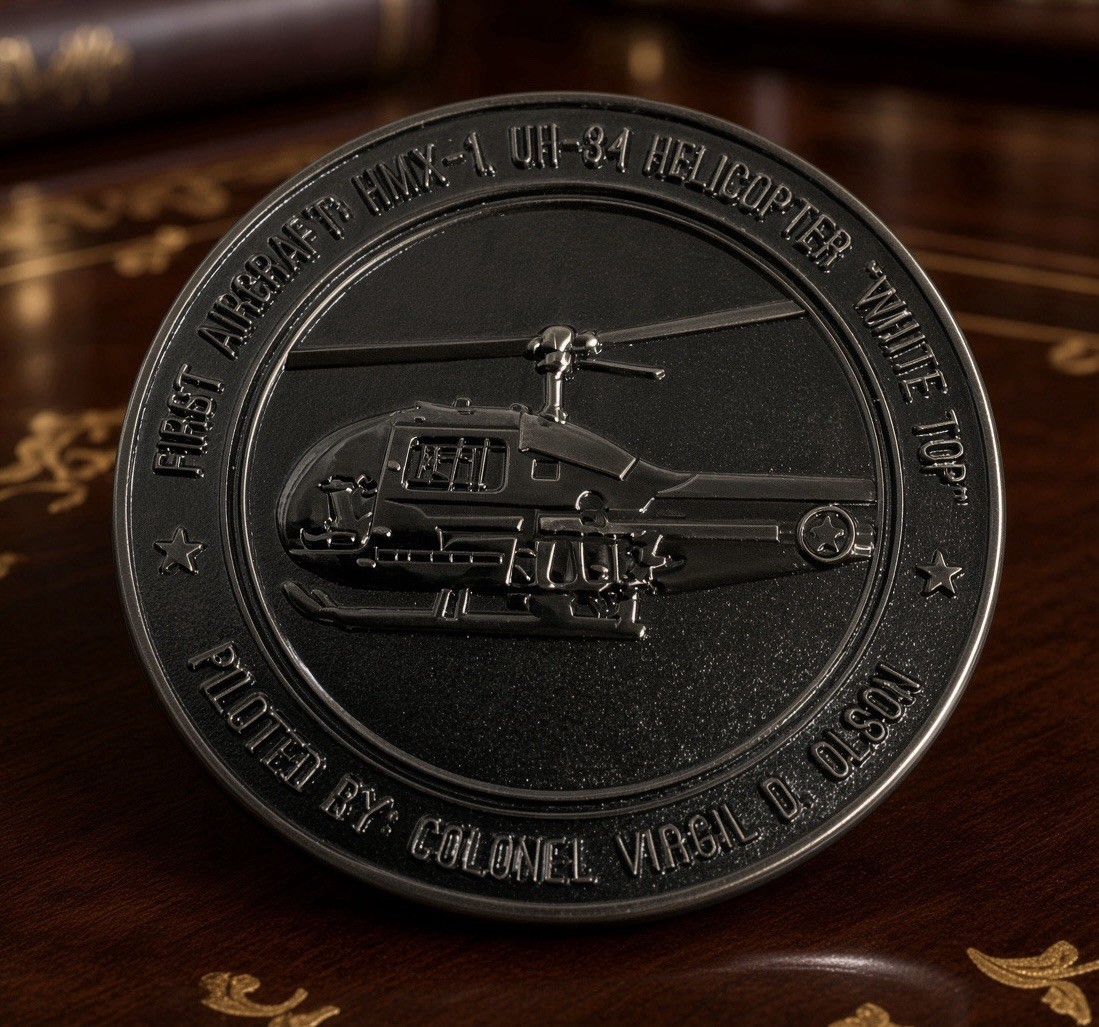 US Marine Helicopter Squadron One HMX-1 Challenge Coin Eisenhower Sep 7 1957 US Marine Helicopter Squadron One HMX-1 Challenge Coin Eisenhower Sep 7 1957
