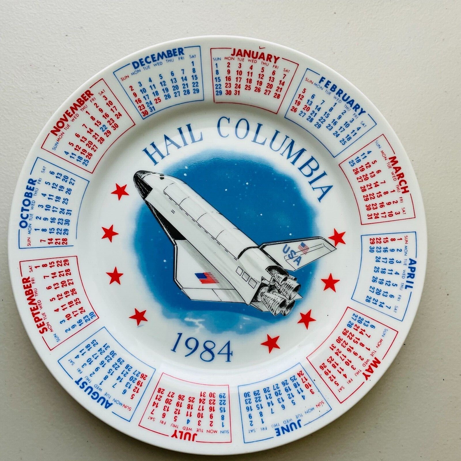 Hail Columbia 1984 Calendar Collectors Plate 9” Spencer Gifts