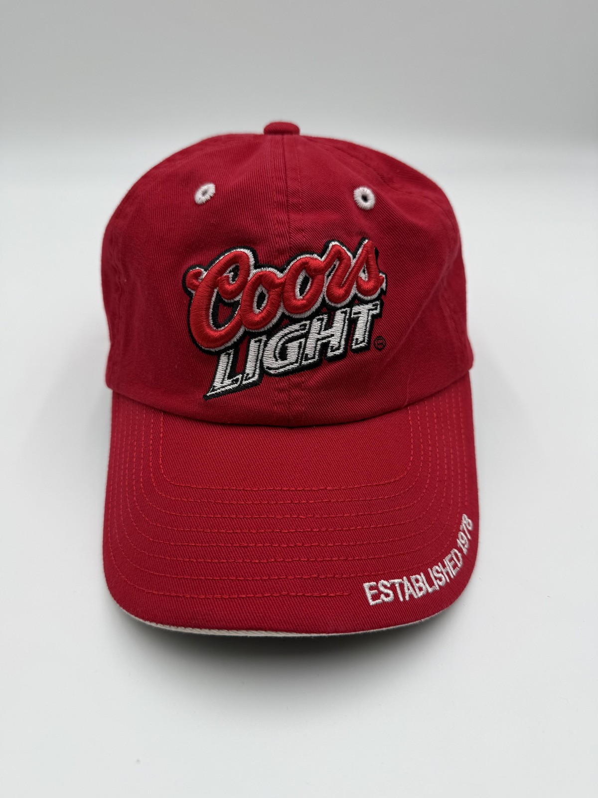 Coors Light Red Adjustable Baseball Hat Cap Beer Logo Cotton Established 1978