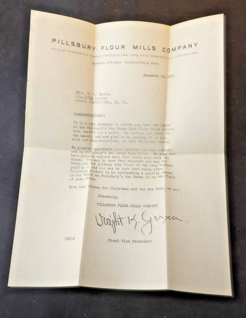 Circa 1930\'s Pillsbury Flour Mills Letter-Contest Content