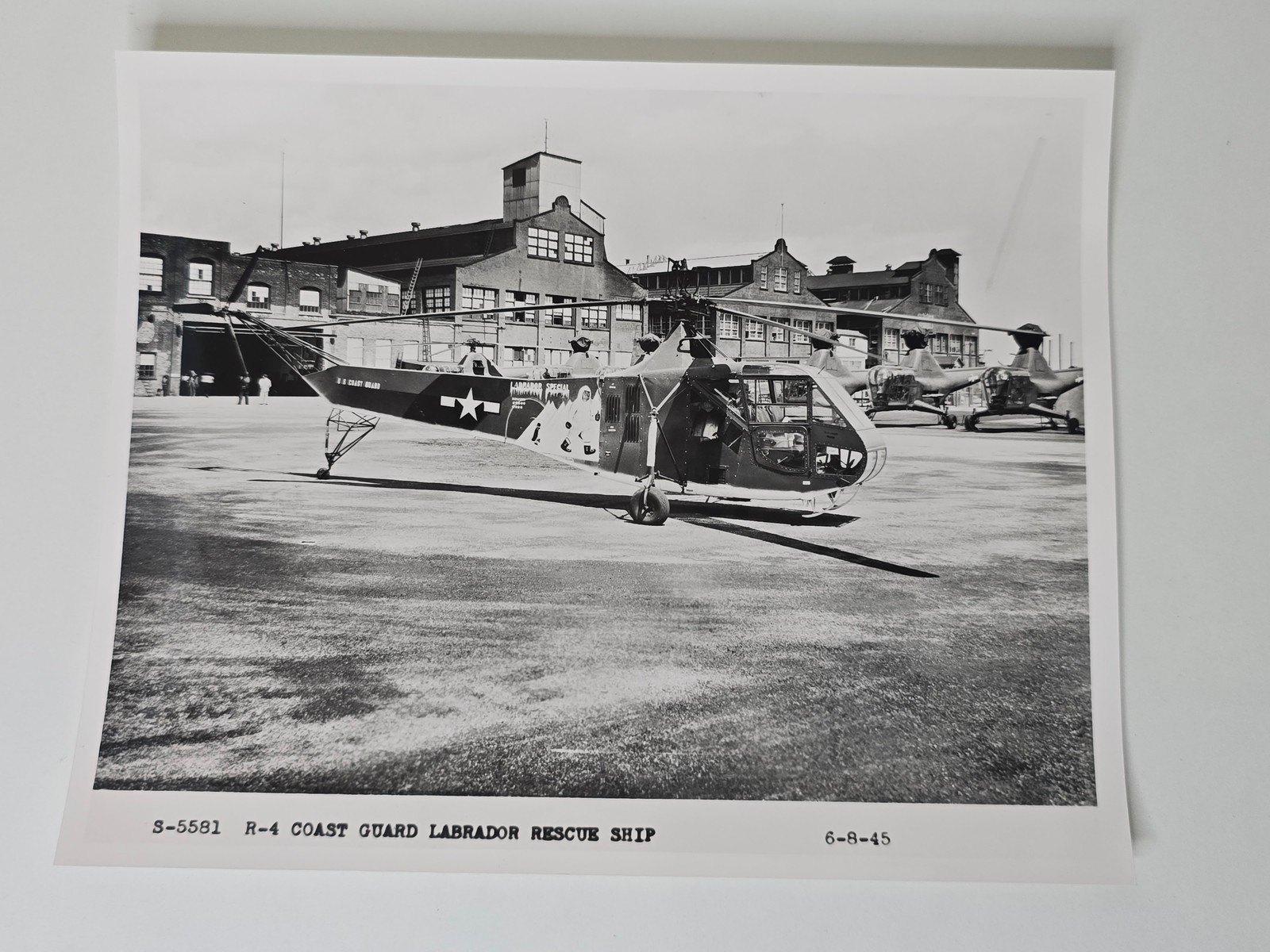 USCG Sikorsky HNS-1 R-4 Labrador Special Rescue Helicopter Photo 1945 Print USCG Sikorsky HNS-1 R-4 Labrador Special Rescue Helicopter Photo 1945 Print