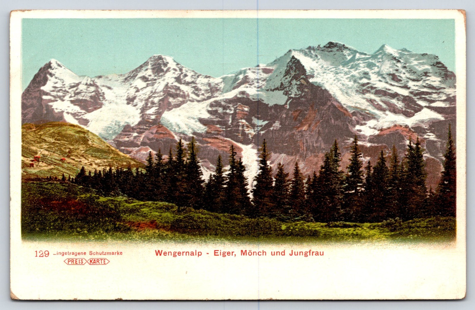 Mountains of the Jungfrau region in Switzerland Vintage Postcard