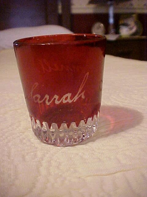 RUBY STAINED RED FLASHED PATTERN GLASS TOOTHPICK, \ RUBY STAINED RED FLASHED PATTERN GLASS TOOTHPICK, \