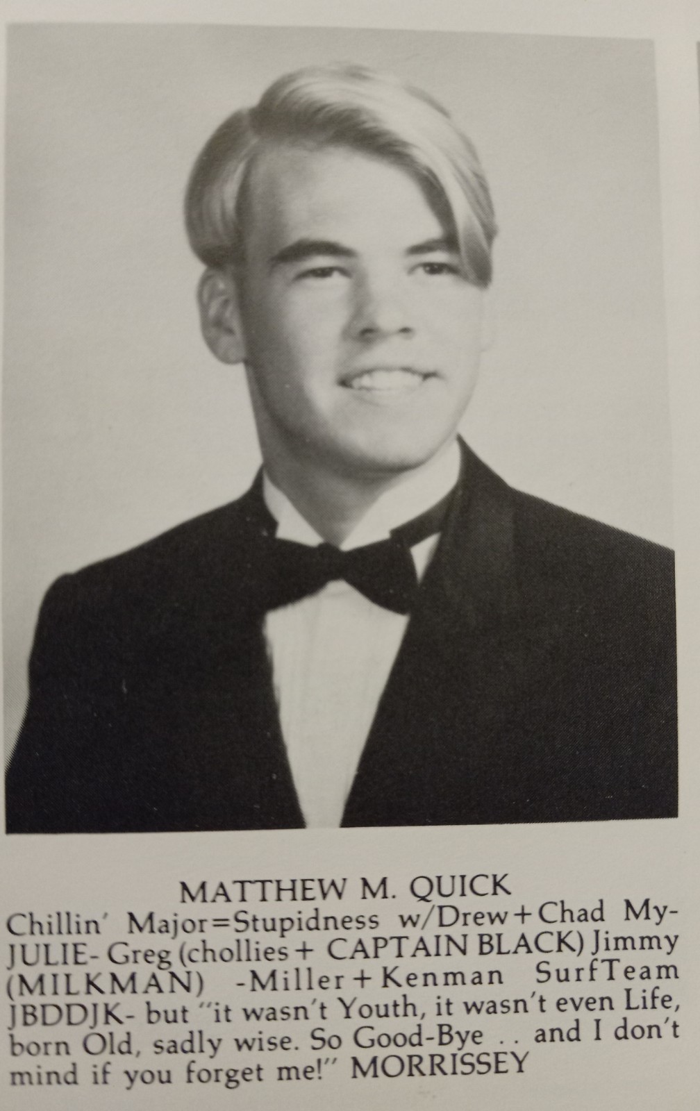 MATTHEW QUICK High School Yearbook 1992 Collingswood New Jersey Michael Landon