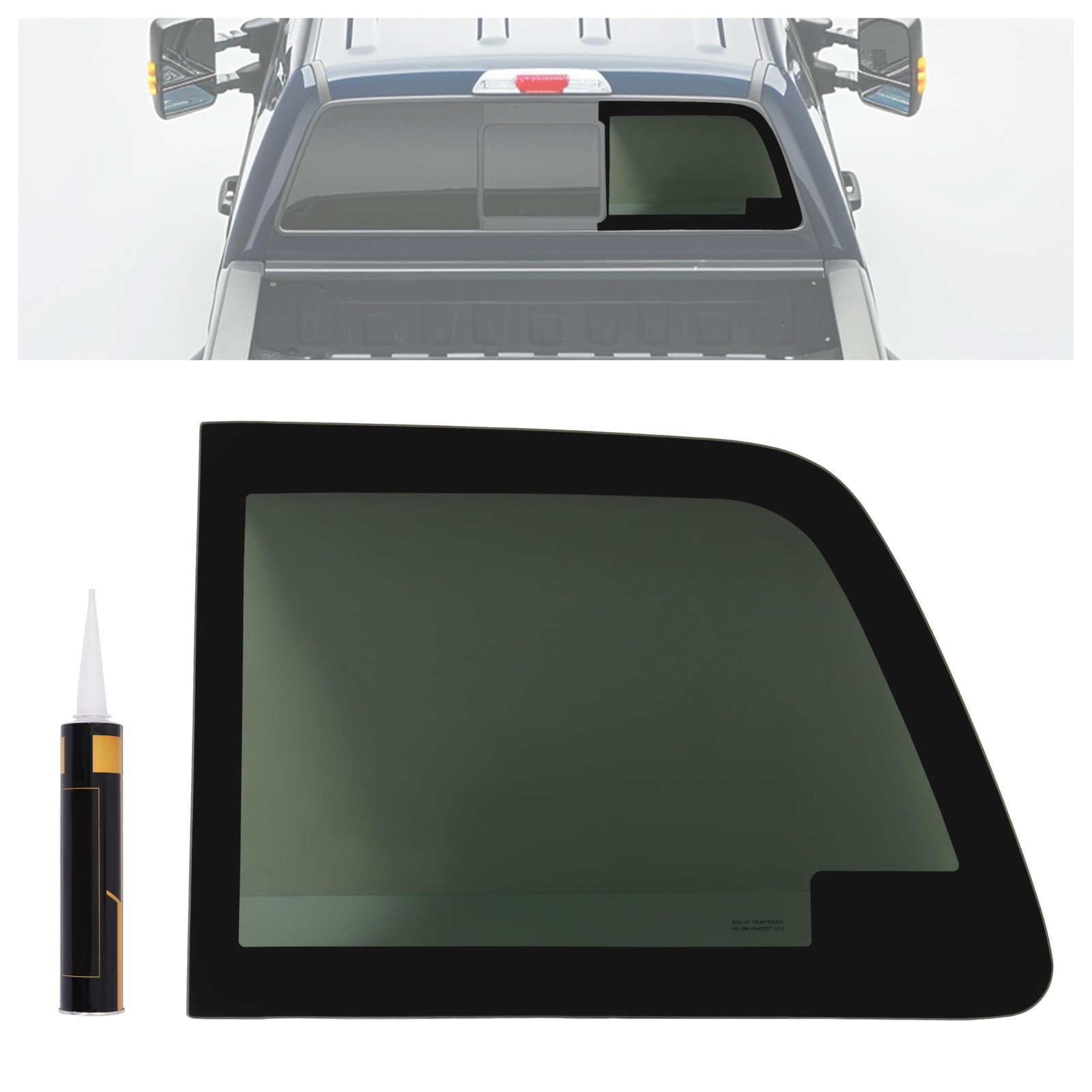 Rear Door Window Compatible with 2008-2016 Ford F250 F350 Manual and Power Sl...