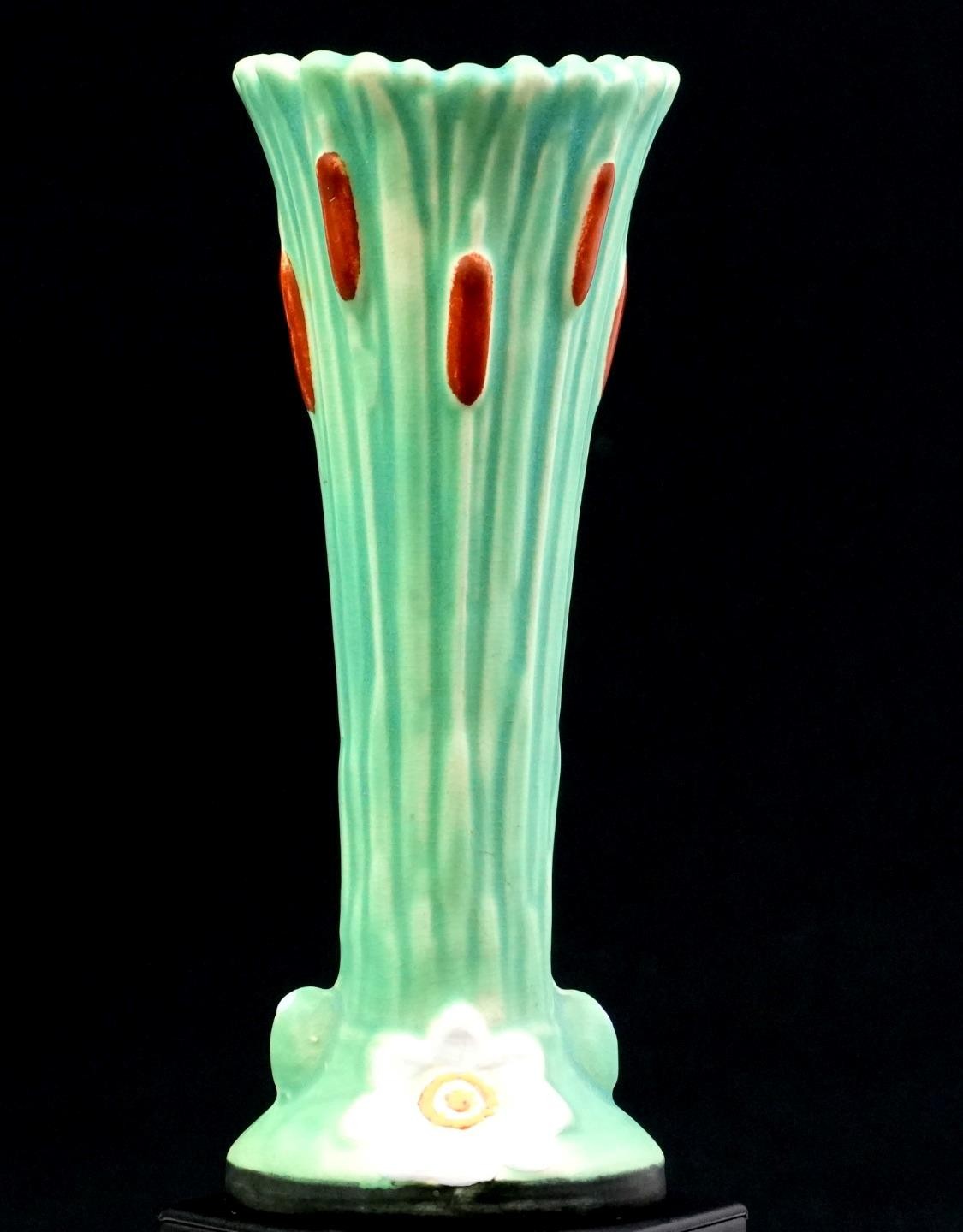 Weller Art Pottery Ardsley Green Reeds & Cattails Antique 7 5/8