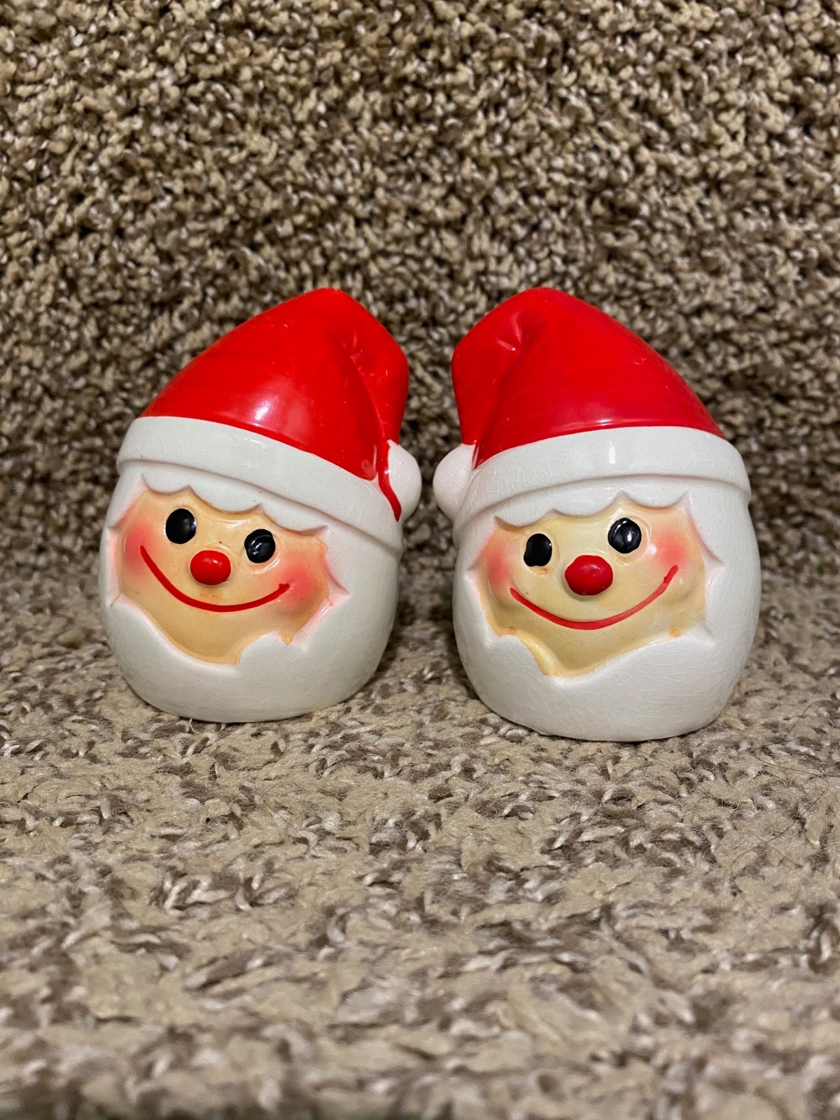 Vintage Holt Howard Cloud Santa Smiling Face Salt Pepper Shakers Set Japan MCM