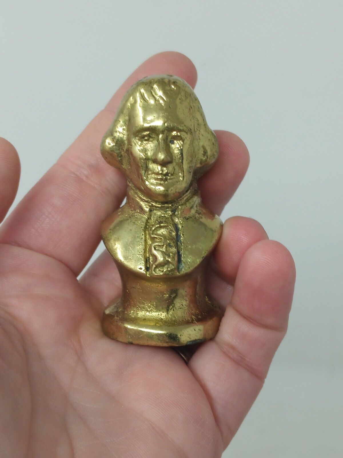 Vintage George Washington Solid Brass Figure Bust Head Figurine Miniature