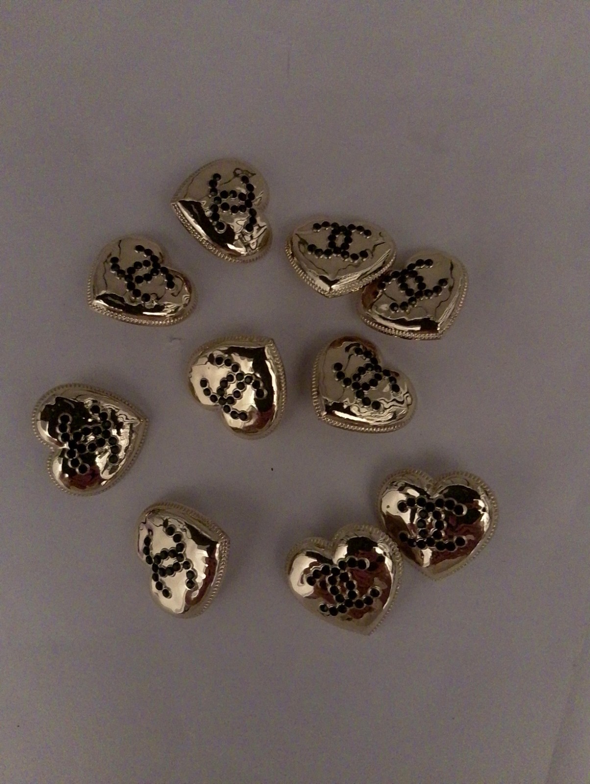  Lot Of ten 22Mm StampedDesigner  Vintage Button Gold ToneChanel 10 BUTTONS