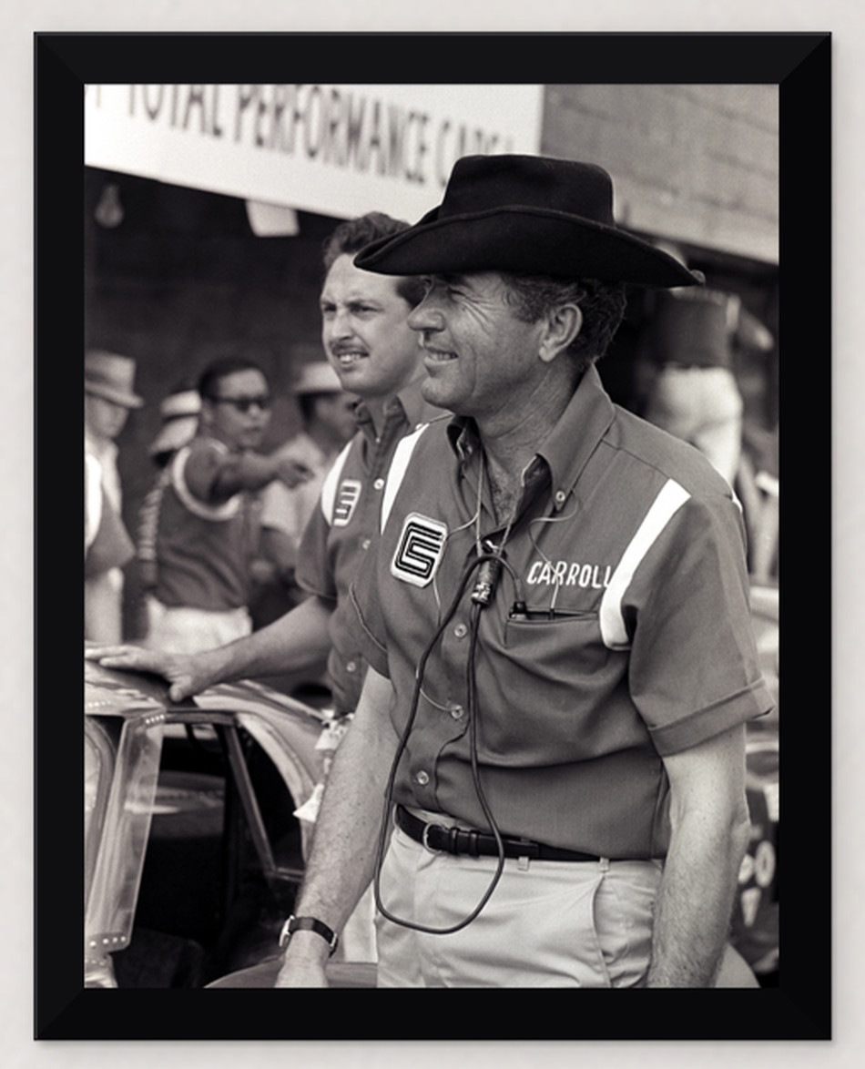 9.5X12 FRAMED CARROLL SHELBY IN THE PITS TOTAL PERFORMANCE ERA REPROD PRINT