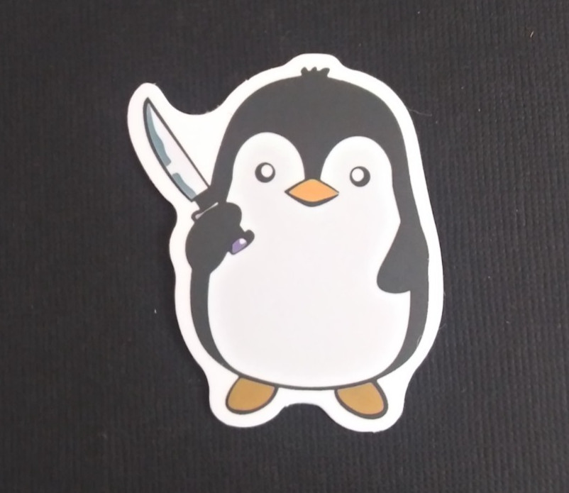 Cute Penguin With Knife Novelty Sticker 2.18\