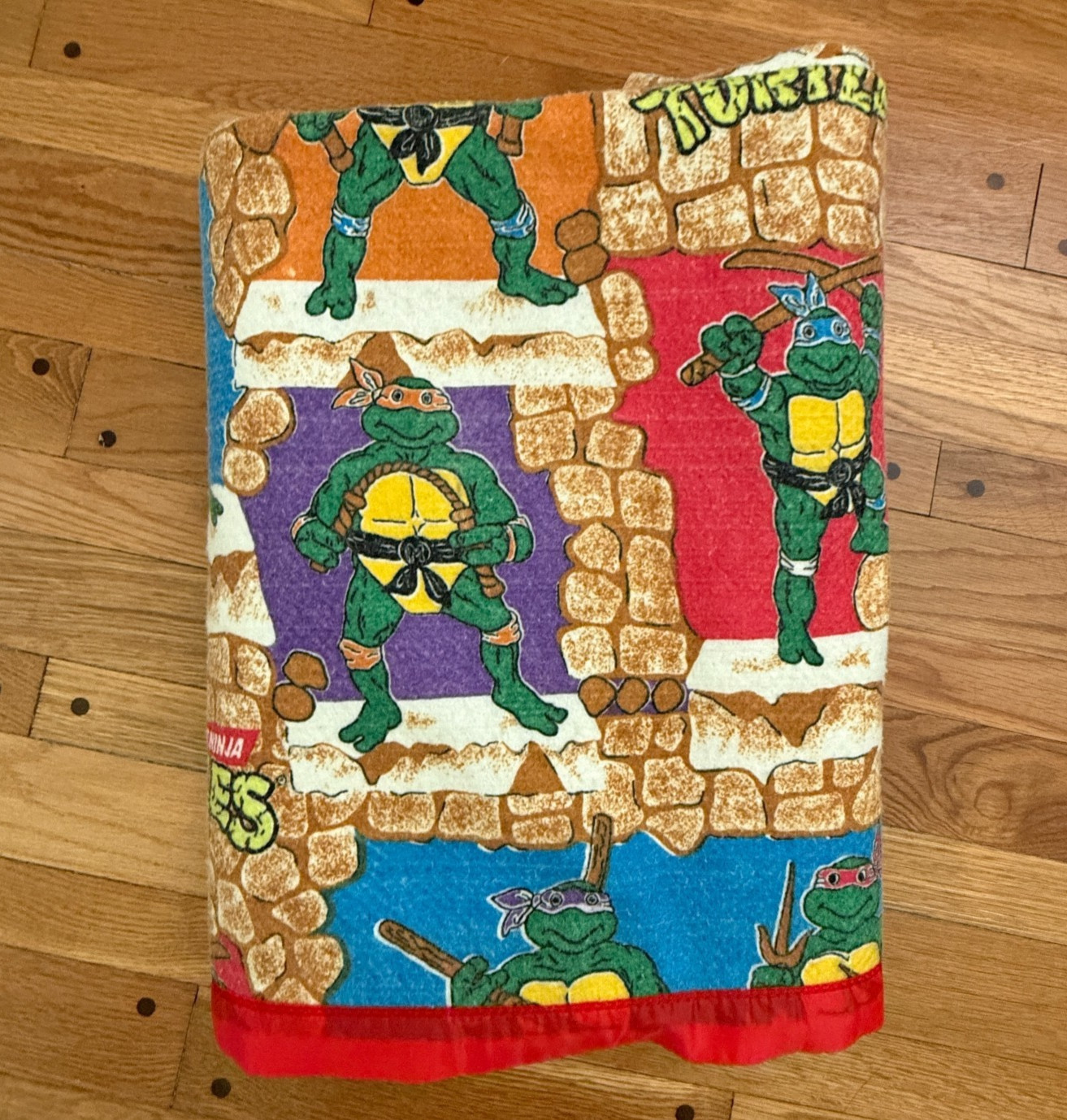 Vintage 1989 Mirage TMNT Twin Acrylic Blanket Teenage Mutant Ninja Turtles 73x92