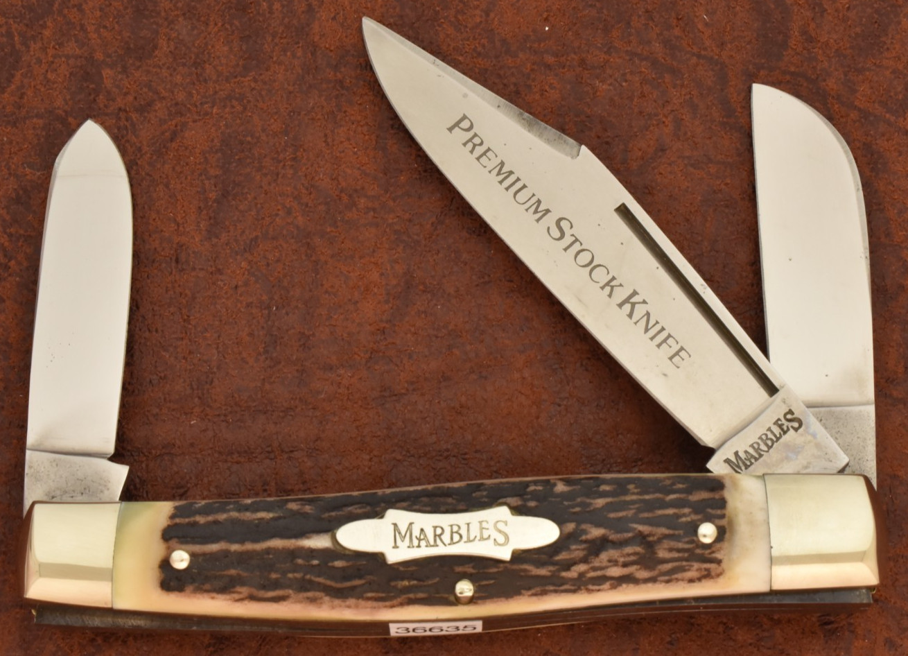 VINTAGE MARBLES SOLINGEN GERMANY JUMBO LONG PULL 75 STOCKMAN KNIFE NICE (36635)