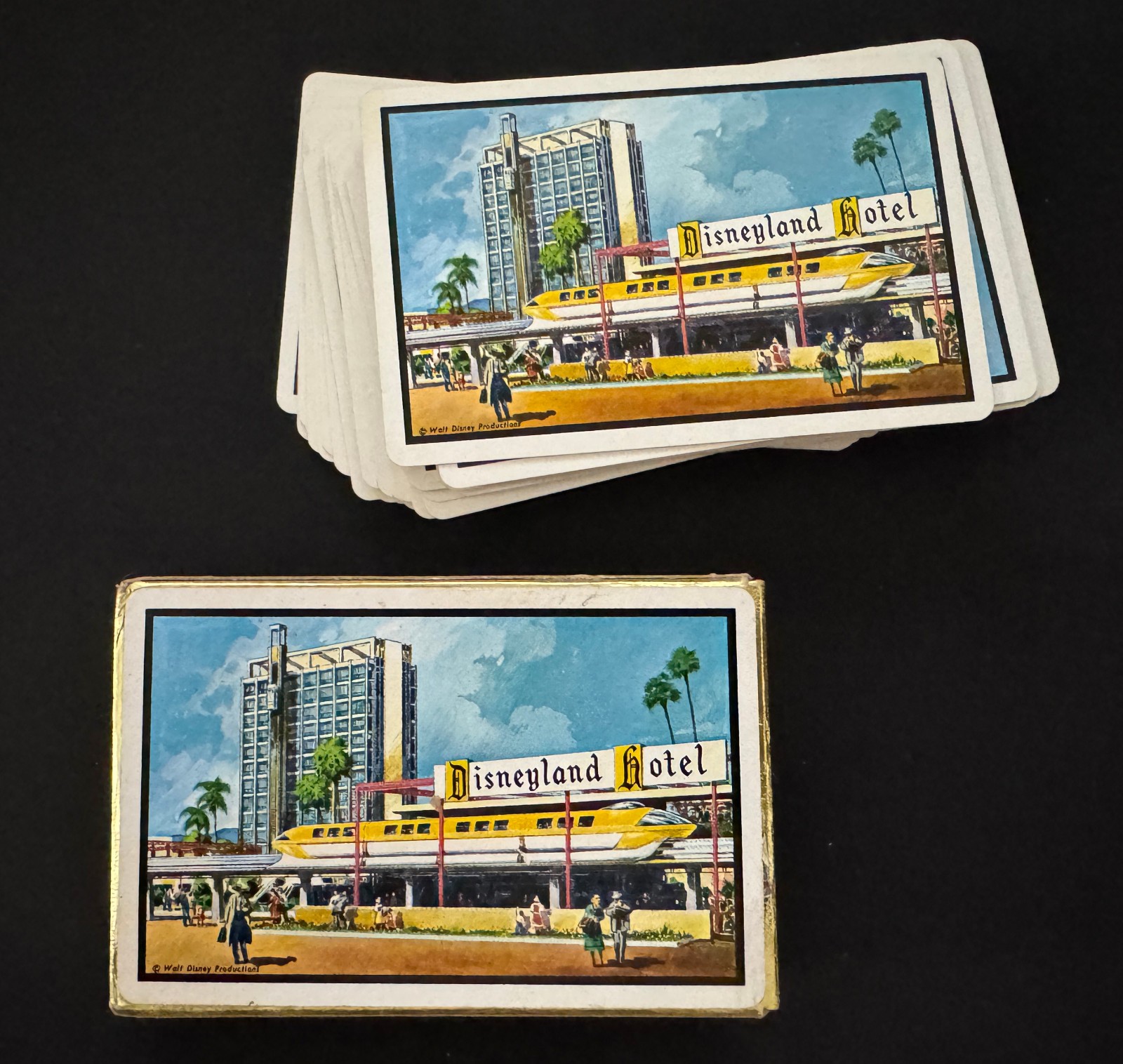 Vintage 1960s Disneyland Hotel Monorail Bridge Playing Cards Brown Bigelow