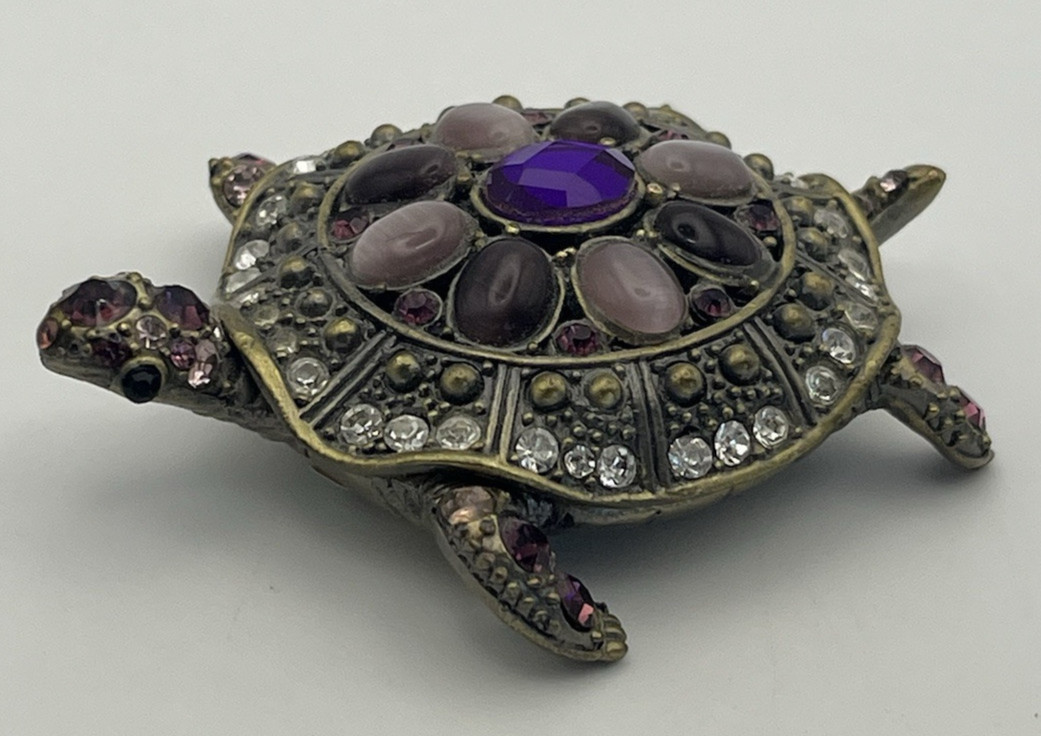 Purple Jeweled Turtle Metal Trinket Ring Box W/Magnetic Closure Purple Jeweled Turtle Metal Trinket Ring Box W/Magnetic Closure