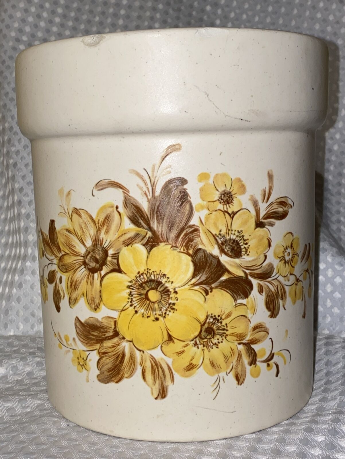 Vintage Ceramic Kitchen Utensil Holder Floral Design
