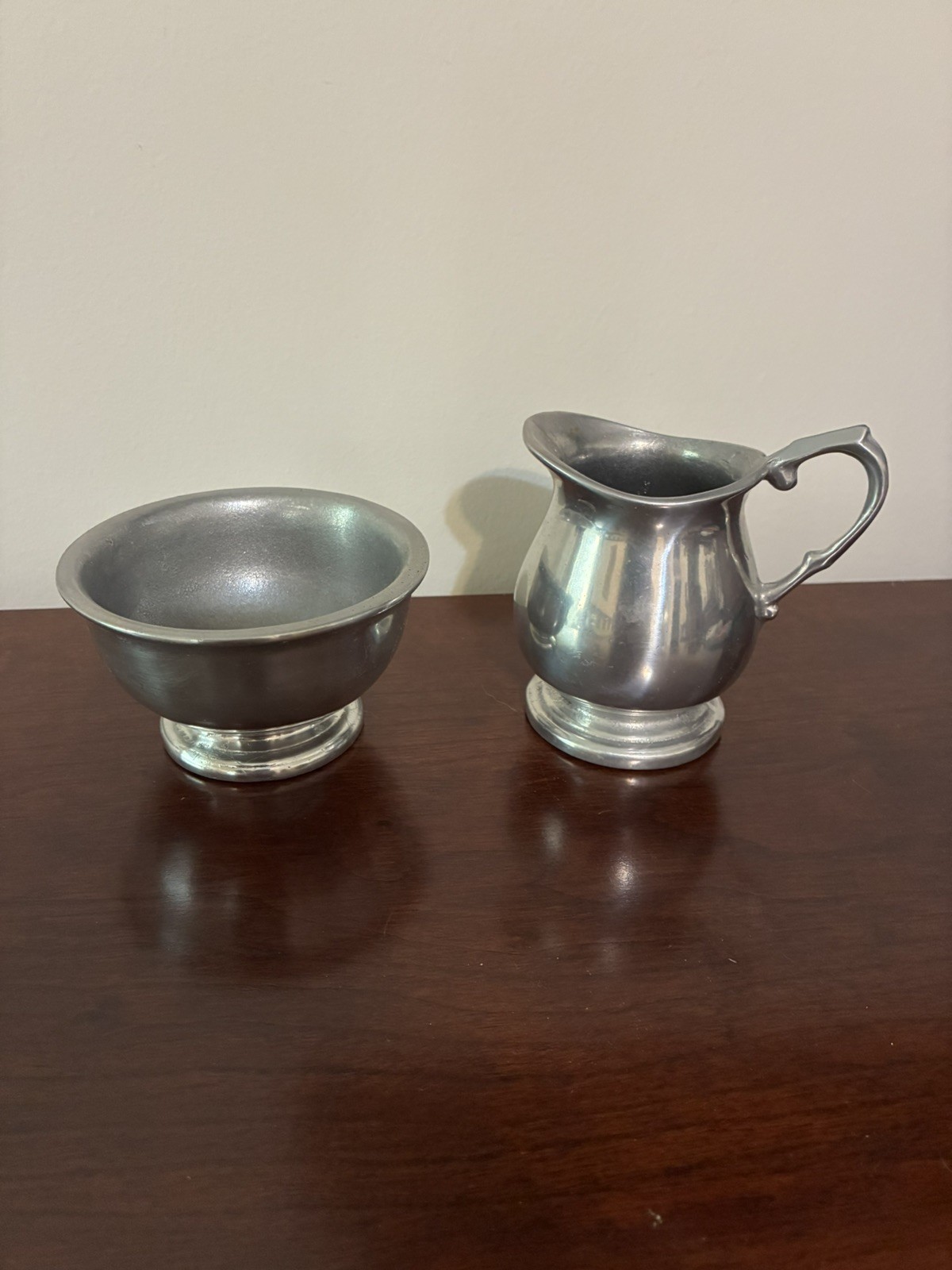 Vintage Pewter Wilton Columbia RWP Creamer & Open Sugar Bowl  