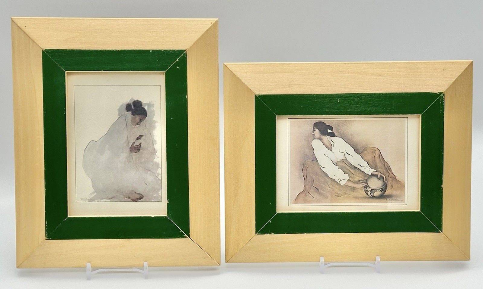 VTG R.C. Gorman Madonna Pottery Keeper Framed Prints Pair Sandstone Creations