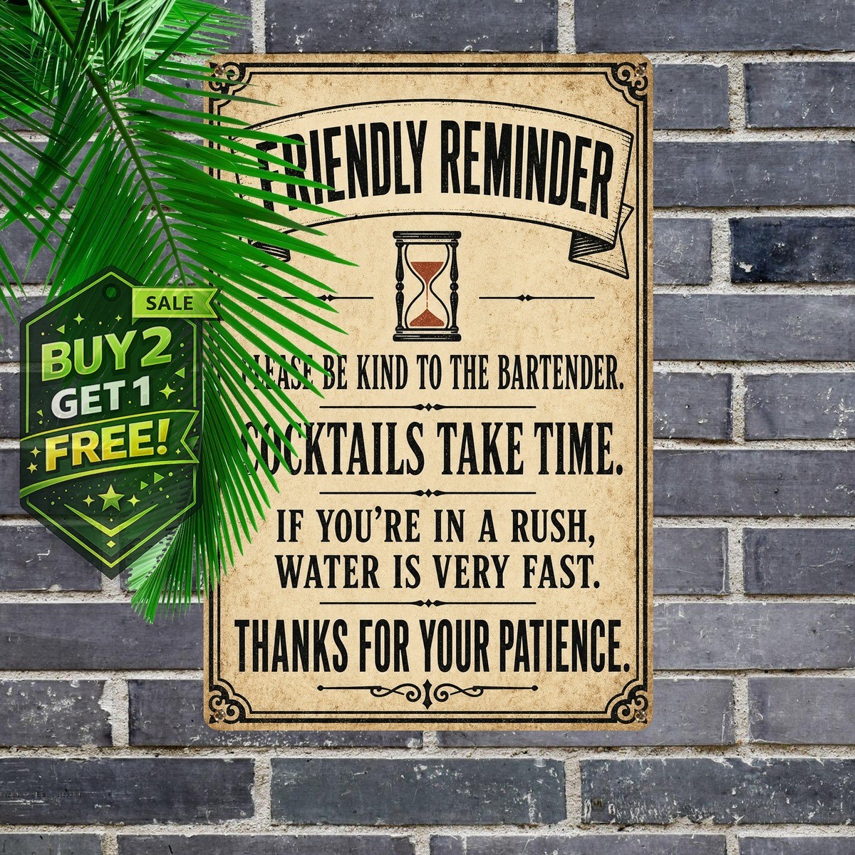 Funny Bartender Attention Please Metal Tin Sign Home Bar Art