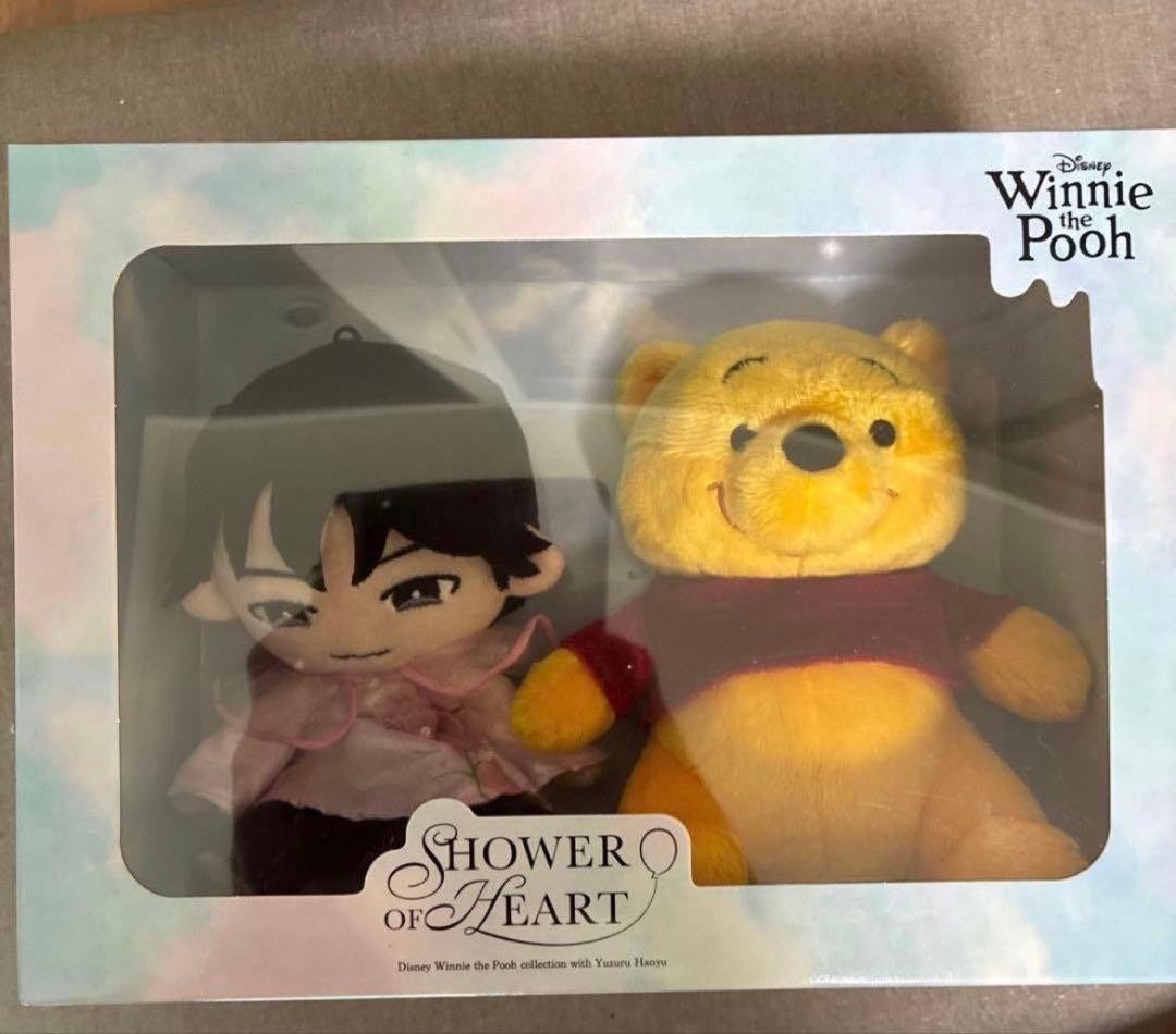 Yuzuru Hanyu Shower Of Heart Winnie the Pooh Plush Mascot Keychain Japan NEW