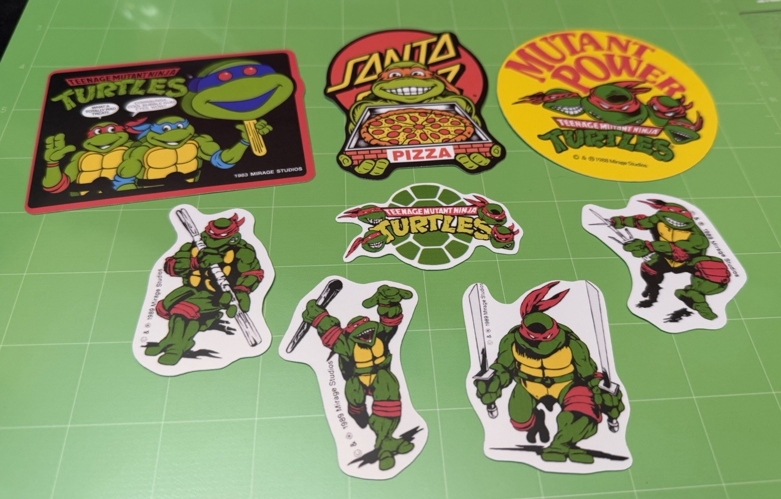 Vintage Teenage Mutant Ninja Turtles TMNT - Set of 8 Reproduction Stickers