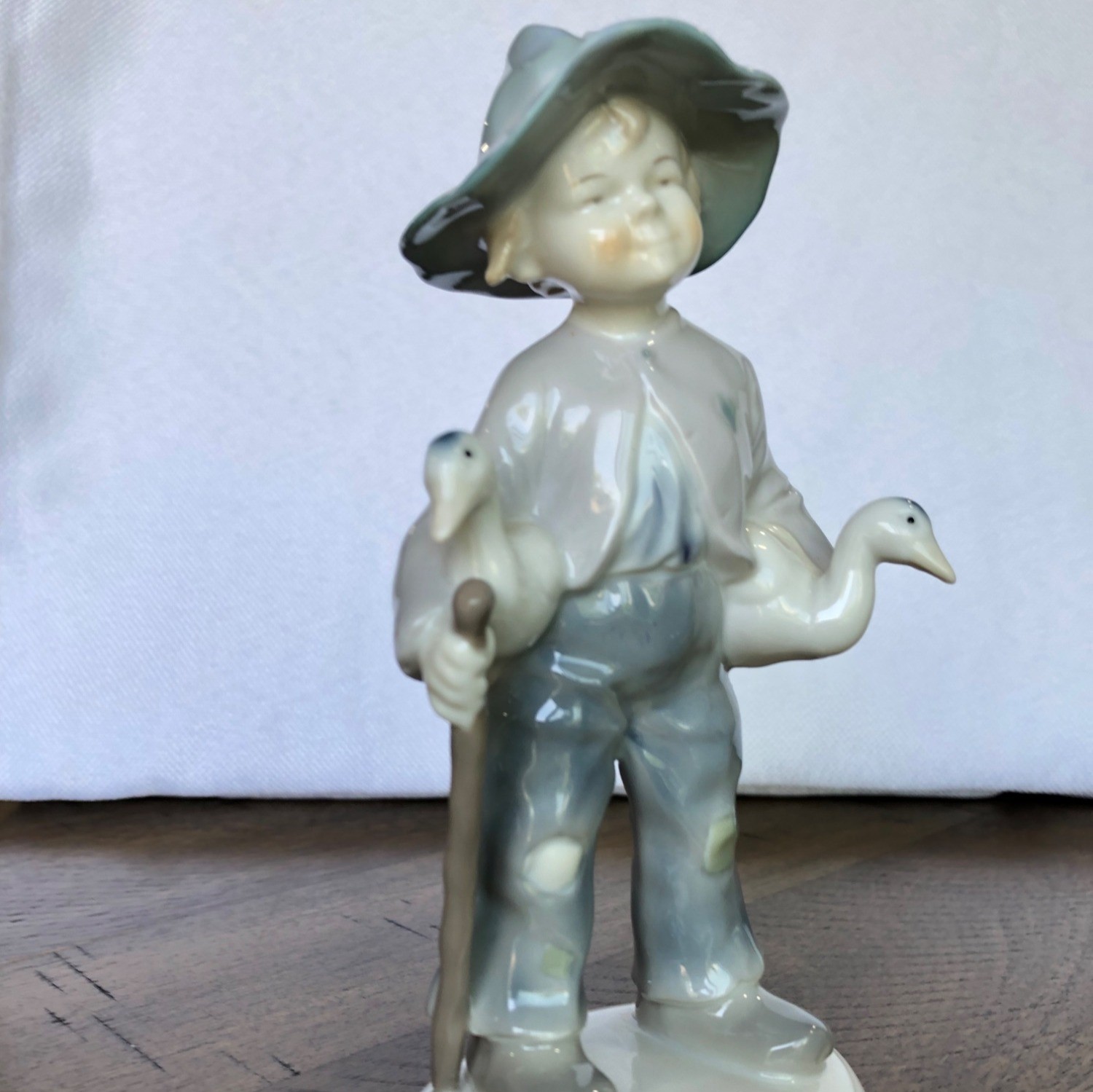 Vintage Boy Figurine Metzler Ortloff Germany Geese Porcelain Home Decor Collecti