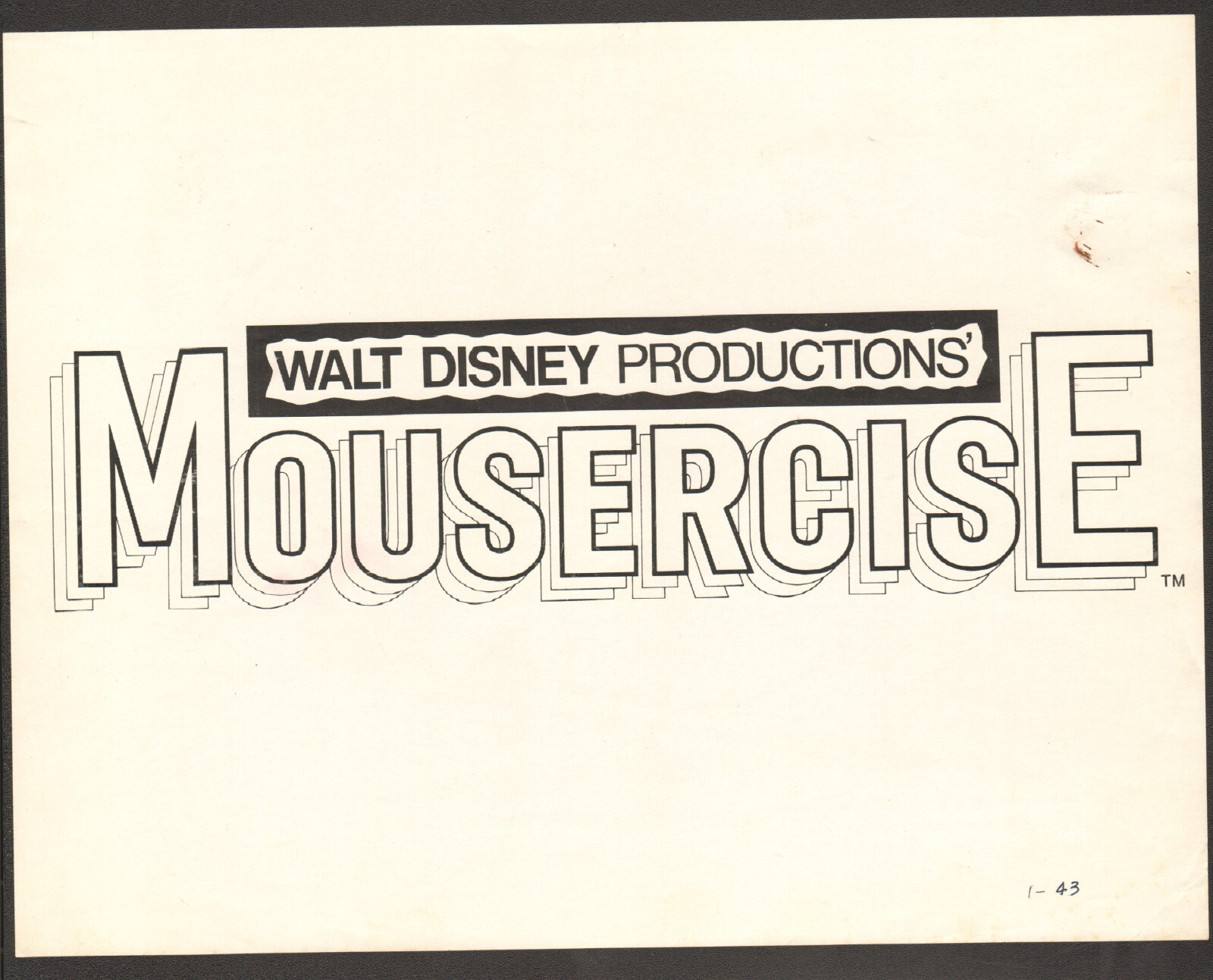 RARE Walt Disney Productions\' MOUSERCISE Logo Slick Provided To Licensee