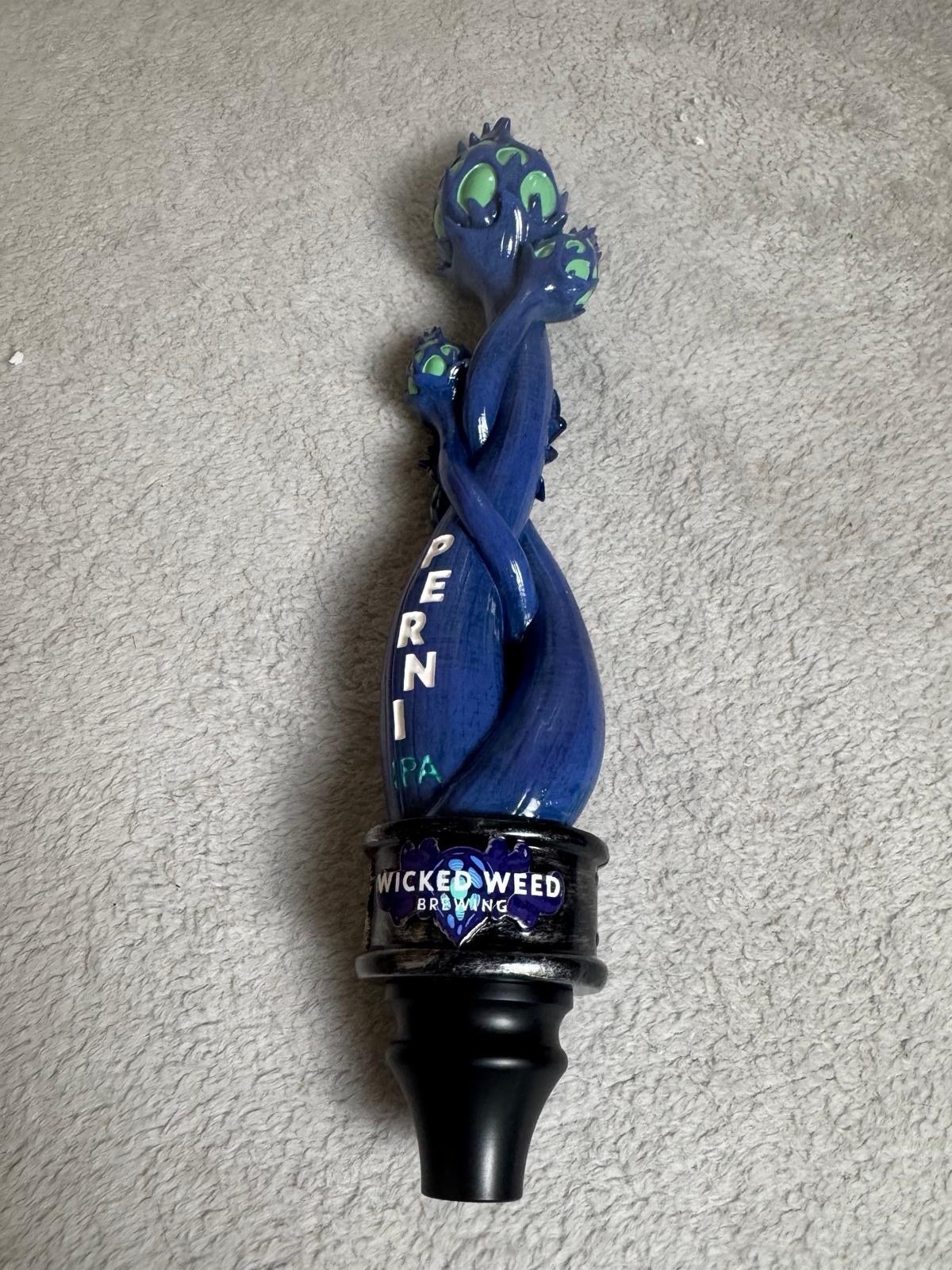 Wicked Weed Brewing Pernicious Beer Tap Handle Blue IPA Spider Multicolor
