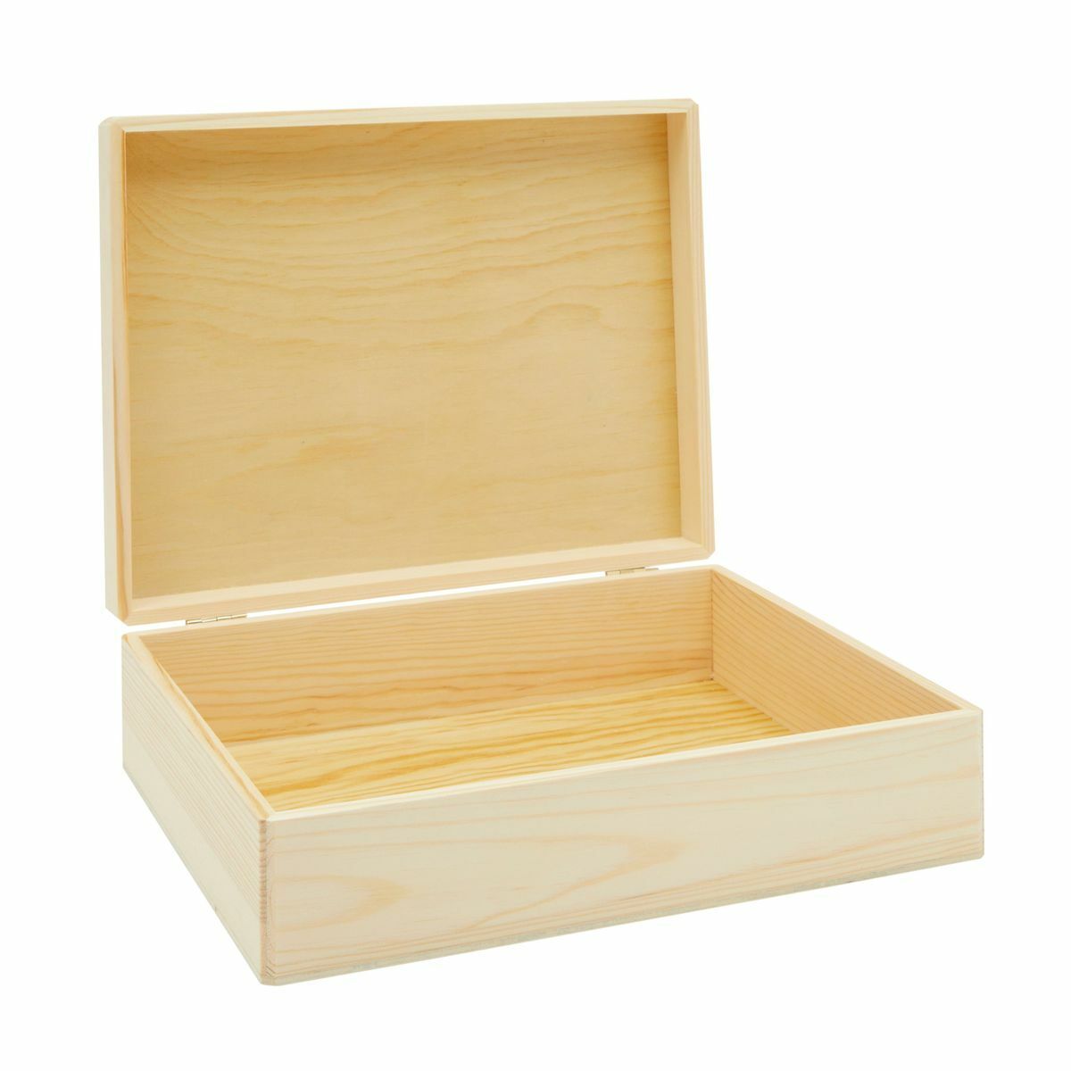 Unfinished Wooden Box with Hinged Lid for Jewelry & Crafts Storage, 9x12x3.3 In