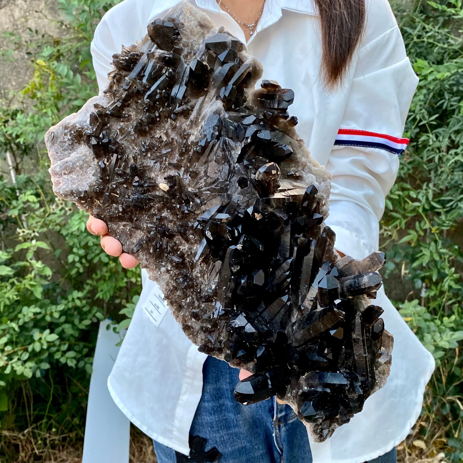 9.4LB New Black Phantom Quartz Crystal Cluster Mineral Specimen Spiritual The