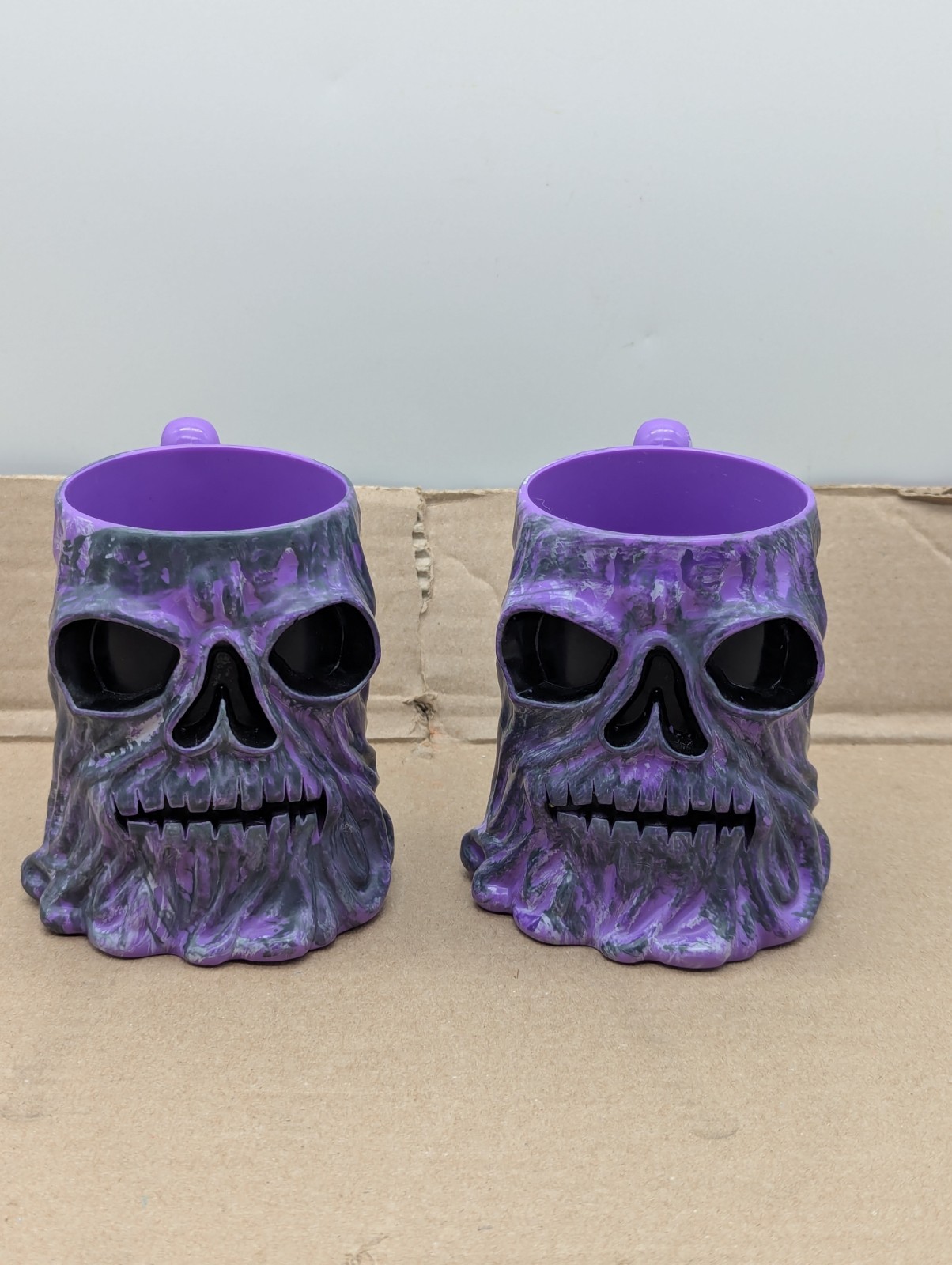 2x Monster Jam 2012 Truck Show Souvenir Cup Mug Grave Digger Purple Skull