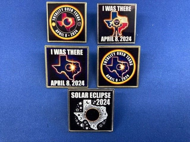 SOLAR ECLIPSE PINS - SET OF 5 PINS - TOTALITY OF TEXAS TOTAL SET