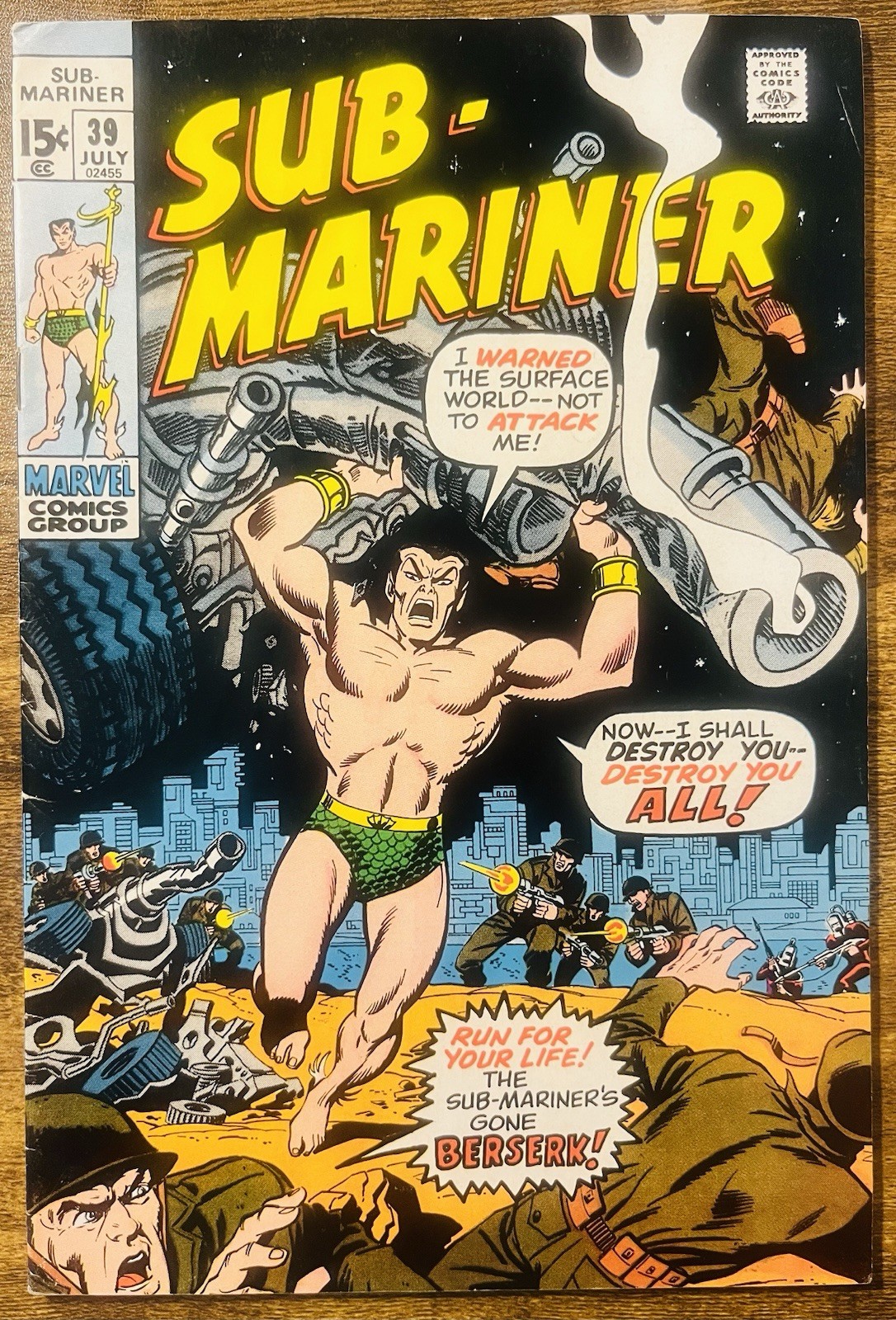 SUB-MARINER 39 ROY THOMAS STORY MARIE SEVERIN COVER MARVEL COMICS 1971 VINTAGE A