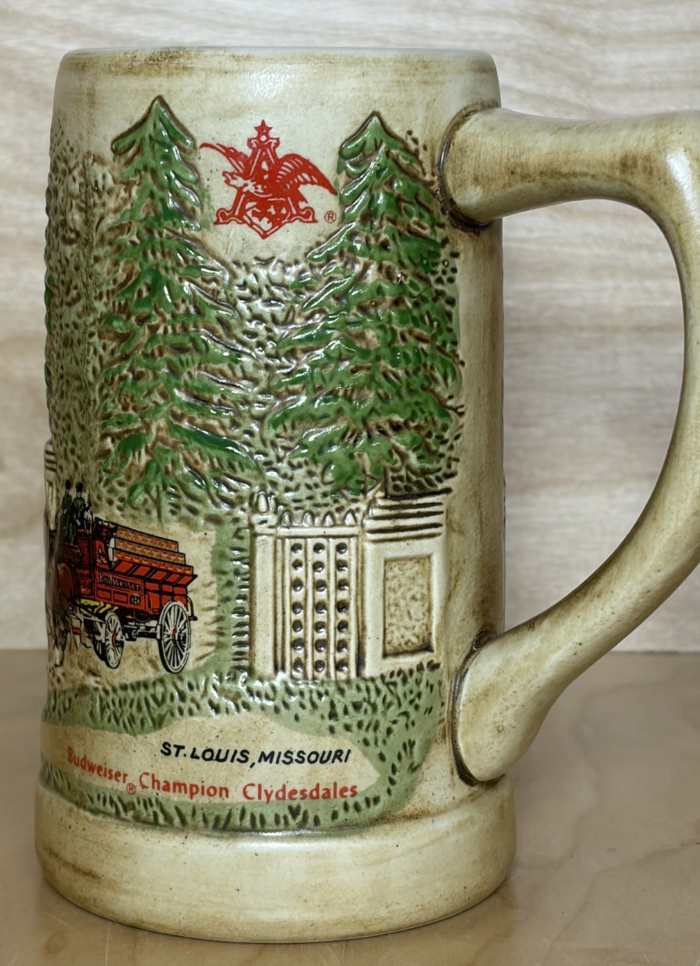 Vintage 1976 Budweiser Grant's Farm Clydesdales Stein Ceramarte Brazil