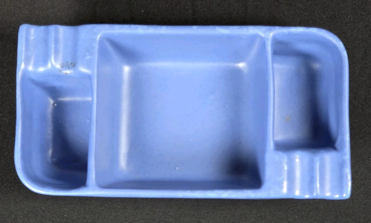 Post Red Wing RumRill Double Ashtray Stipple Dutch Blue art deco pottery OHIO