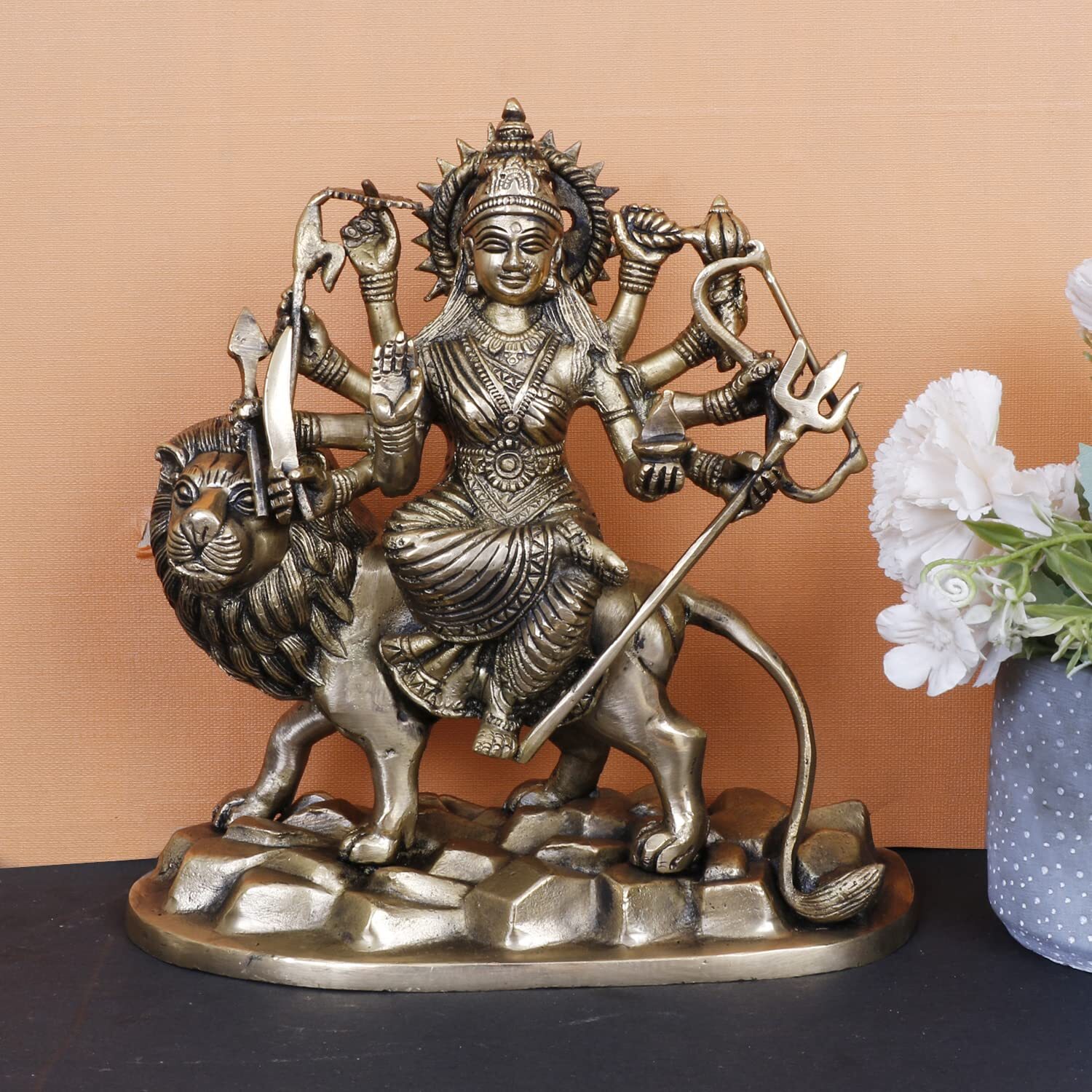 Maa Durga Statue Brass Mata Sherawali Hindu Deities Idol Navratri Puja 9 Inch Maa Durga Statue Brass Mata Sherawali Hindu Deities Idol Navratri Puja 9 Inch