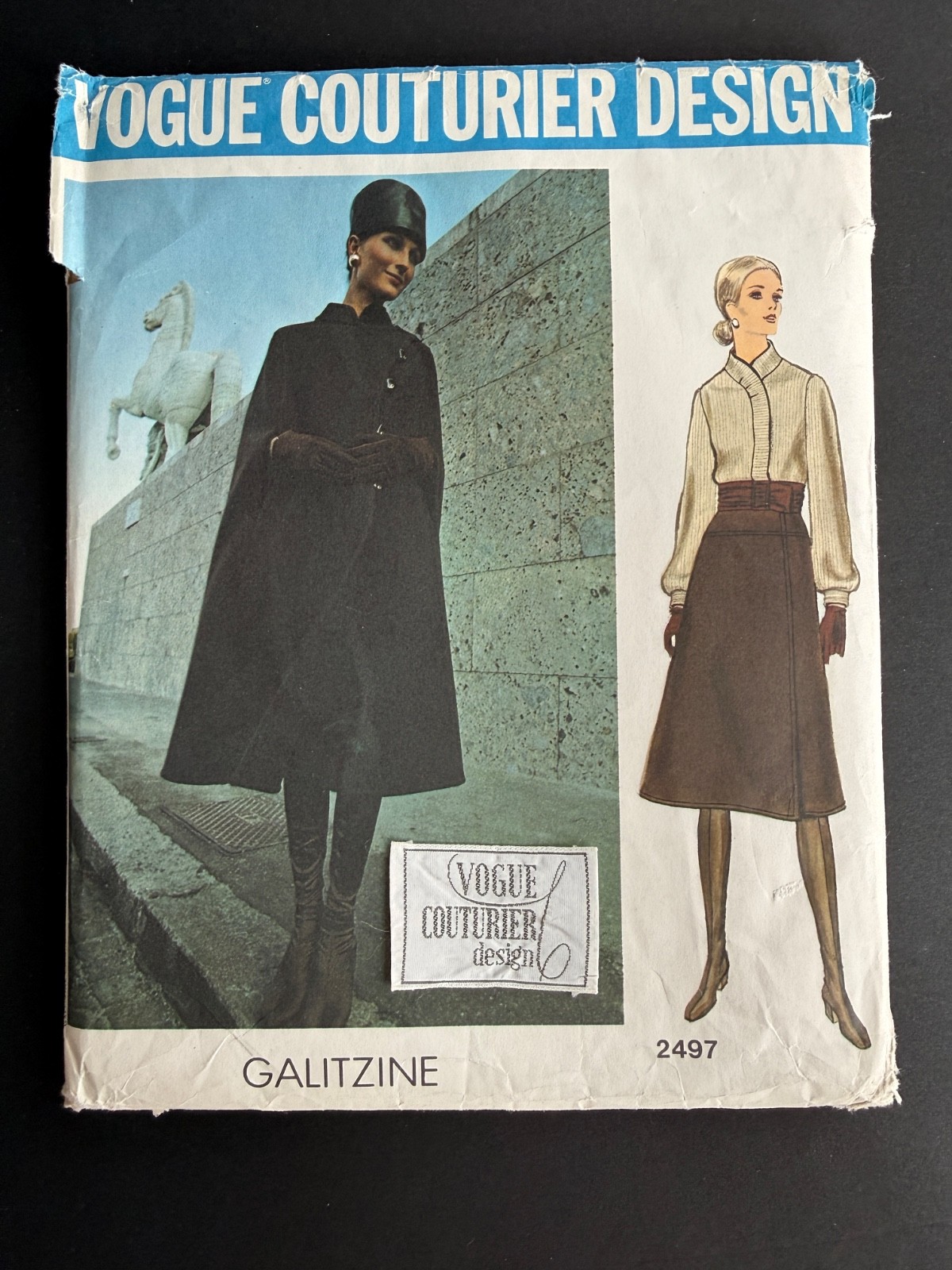 New 70's Vogue 2497 Couturier Design by Galitzine Cape Skirt Top Sew-in Label 16
