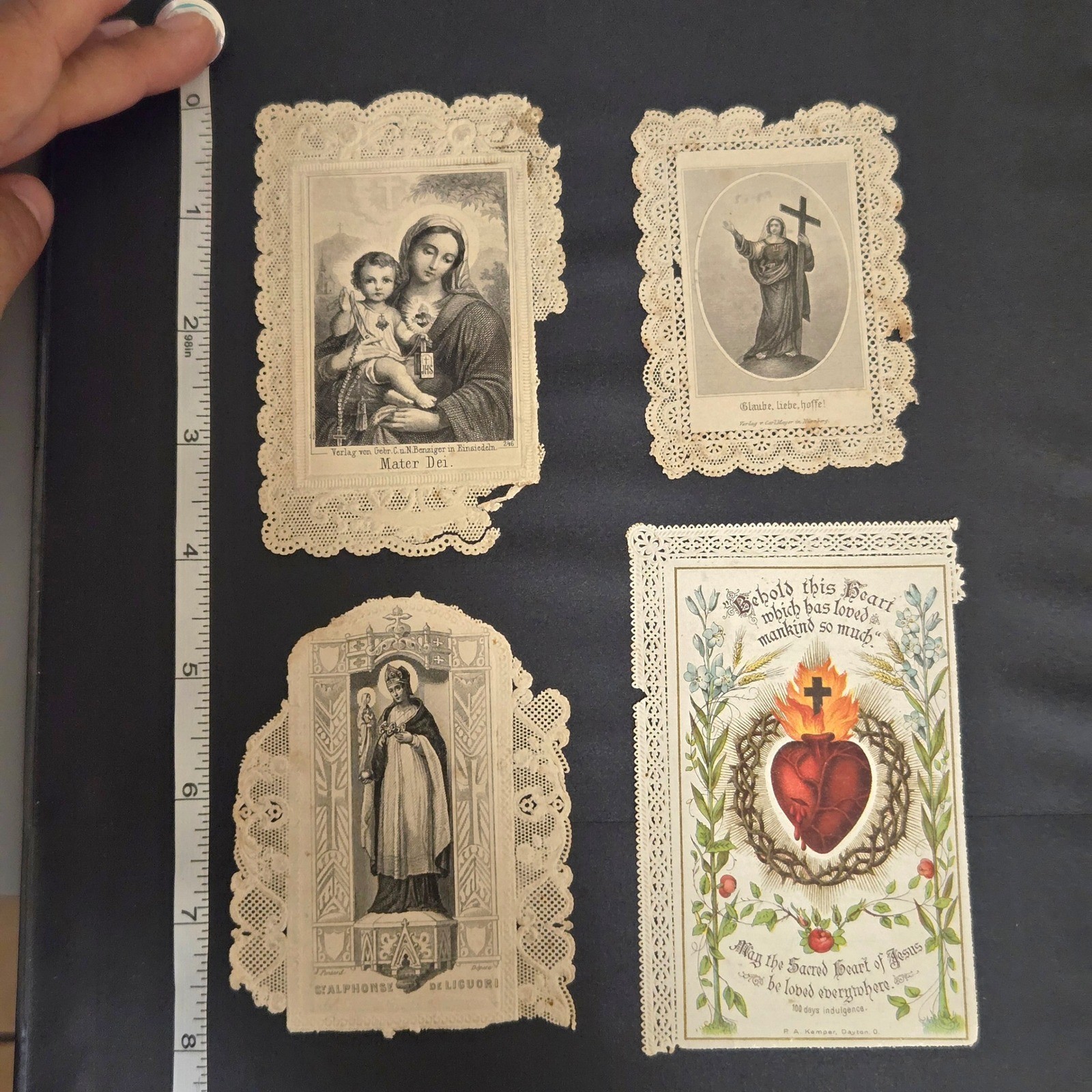 Vintage 1800s Lace Holy Card Lot Catholic Religious Prayer Ephemera Antique