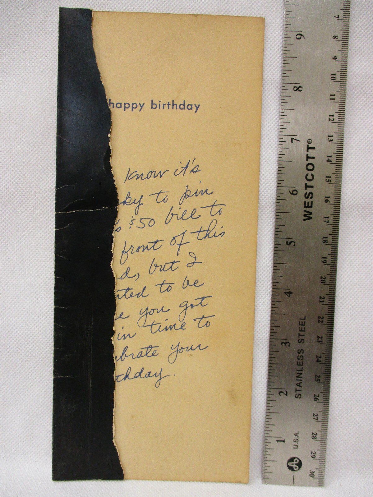 $50 Bill Vintage Birthday Card The New Moderne Line 1970\'s Vintage Greeting Card