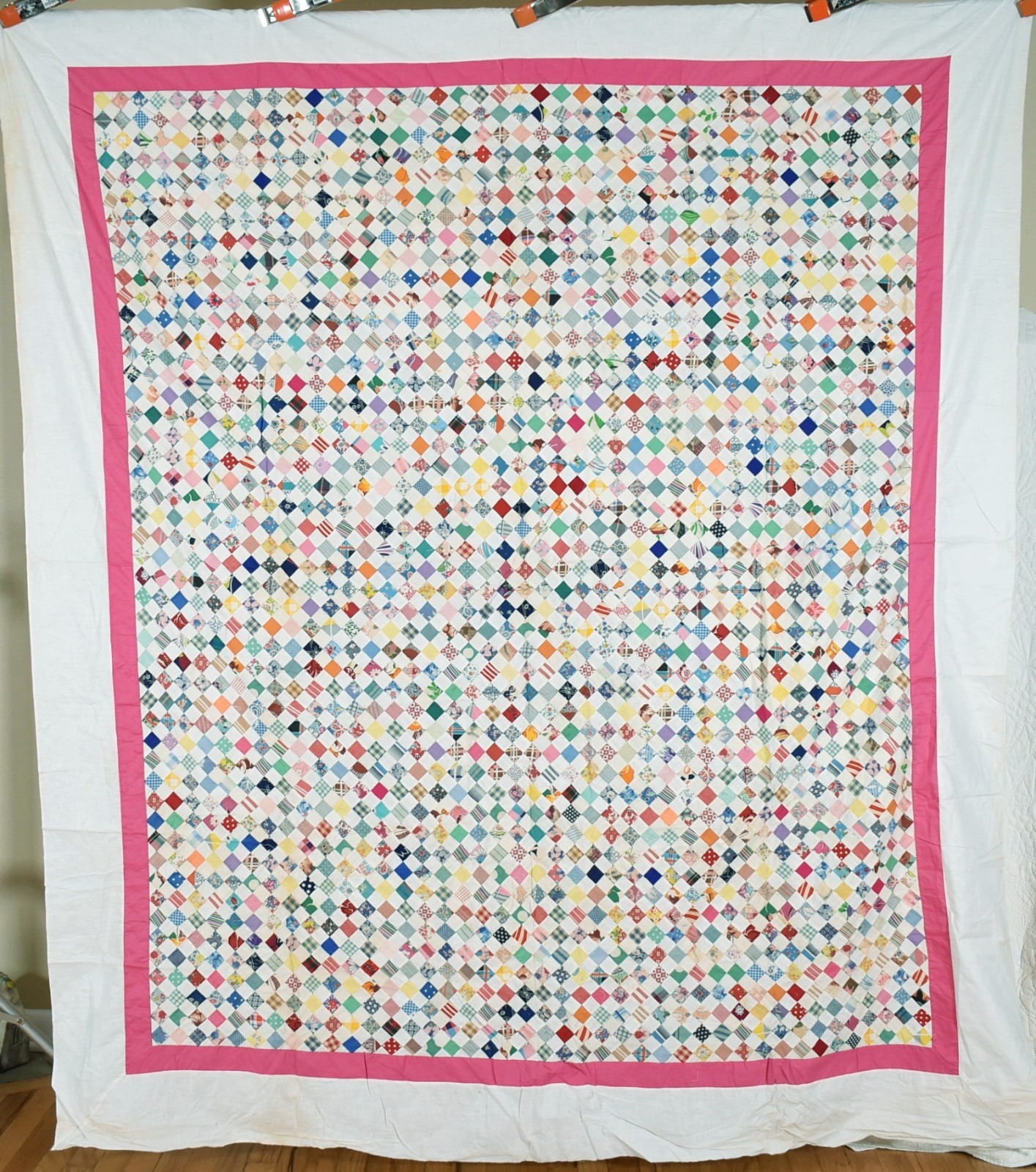 BEAUTIFUL Vintage 30's One Patch Postage Stamp Antique Quilt Top ~SMALL PIECES