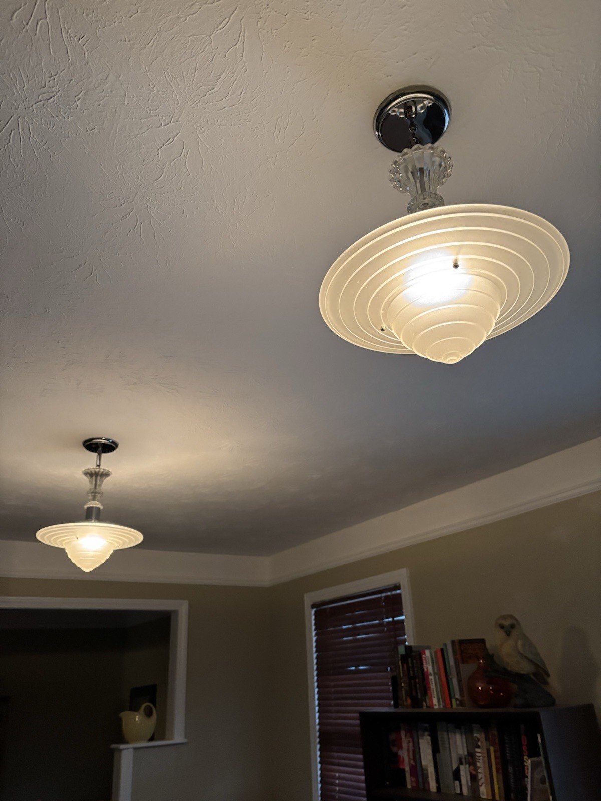 Two Mid-Century Ceiling Light Fixtures