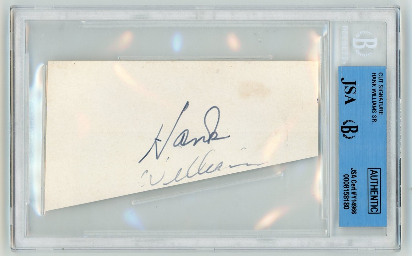 Hank Williams Sr. ~ Signed Autographed Authentic Signature ~ JSA + BAS Encased Hank Williams Sr. ~ Signed Autographed Authentic Signature ~ JSA + BAS Encased