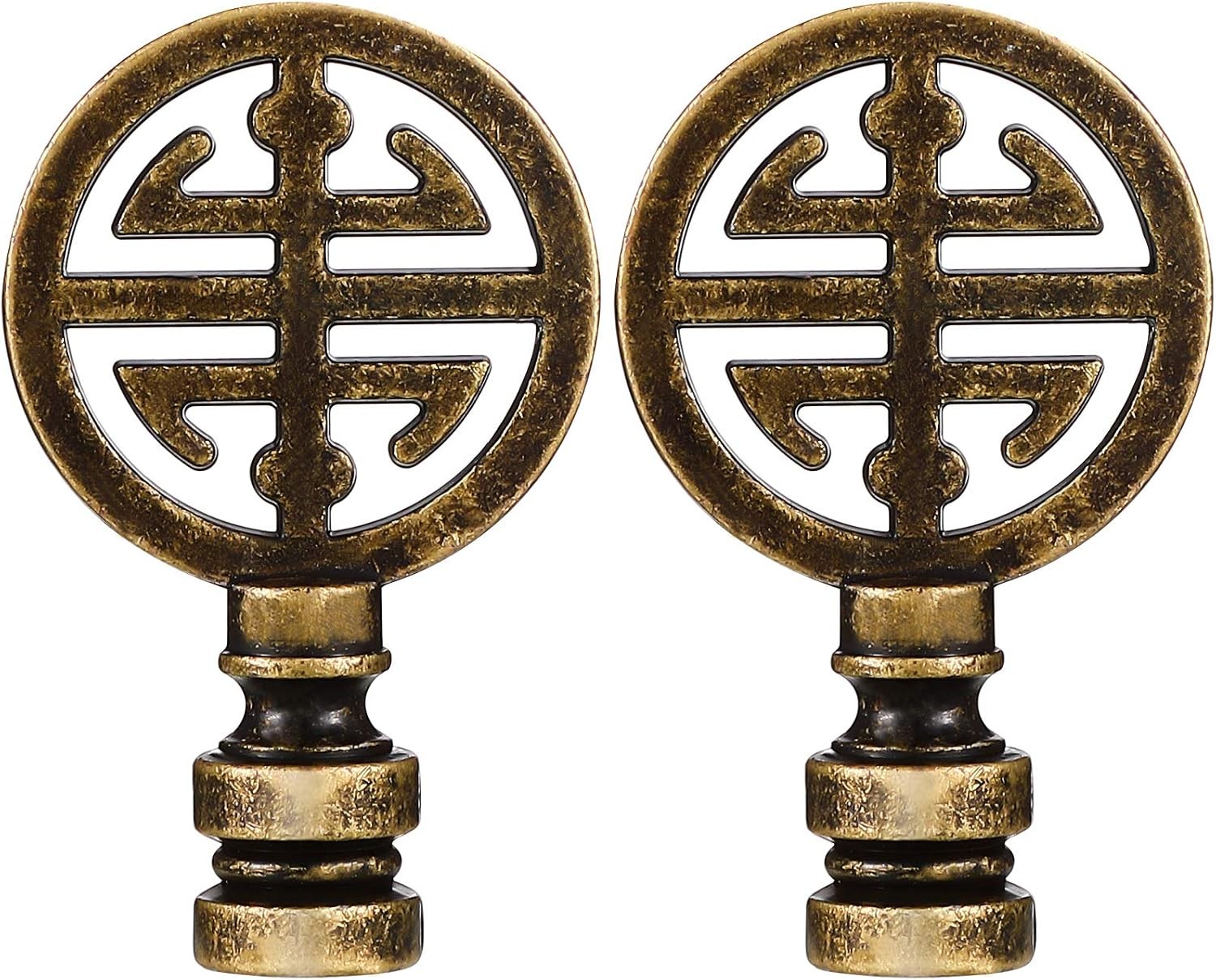 2 Pcs Oriental Brass Lamp Finials Antique Metal Decorative Knobs Accessories