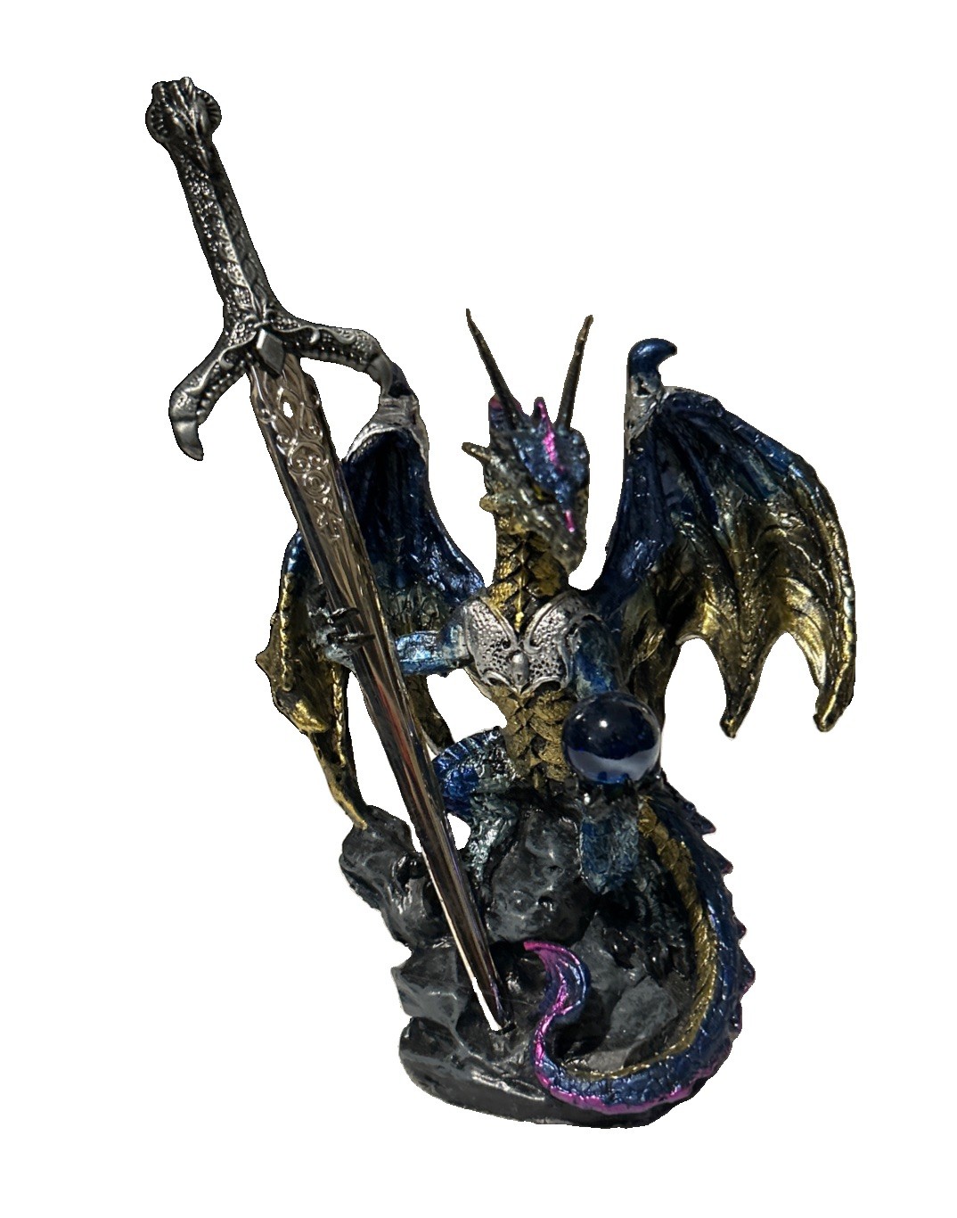 Ebros Gift Legendary Pacific Blue Metallic Armored Kinght Dragon Figurine Ebros Gift Legendary Pacific Blue Metallic Armored Kinght Dragon Figurine