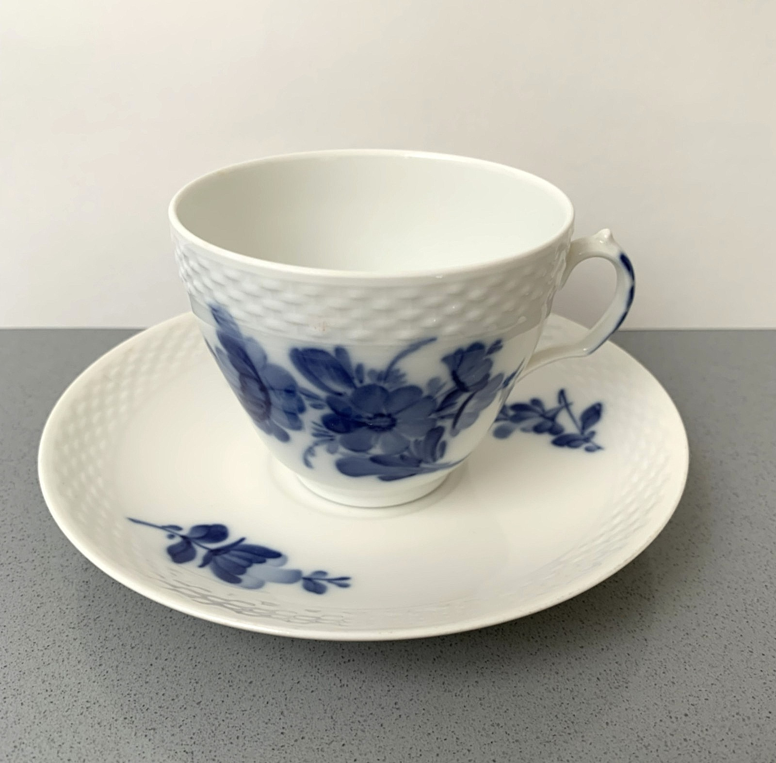 9 VINT. ROYAL COPENHAGEN “BLUE FLOWERS BRAIDED” CUPS & SAUCERS- DENMARK-#10/8261
