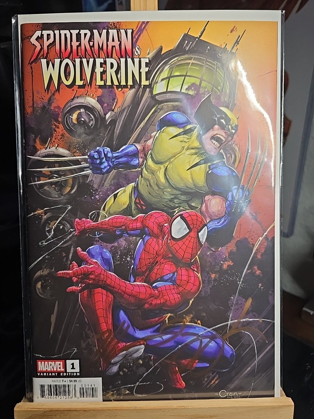 SPIDER-MAN VS WOLVERINE 1 SIGNED MARC GUGGENHEIM COA COVER CLAYTON CRAIN 2025 .