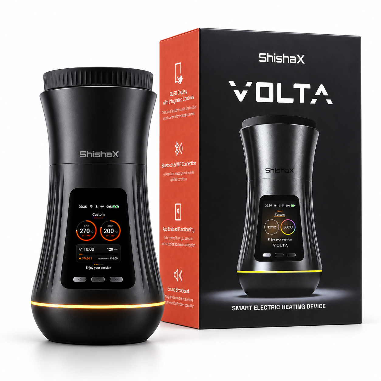 Electric Hookah Head Bowl Heating Device Bluetooth Wi-Fi OLED ShishaX VOLTA